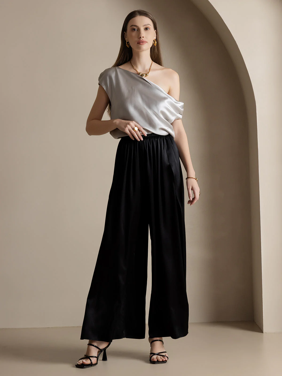 19Momme Pantalon en Soie à Fente Haute - Image 20