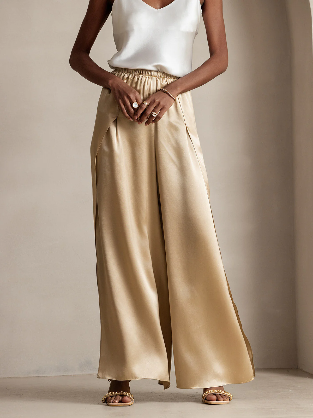 19Momme Pantalon en Soie à Fente Haute - Image 3