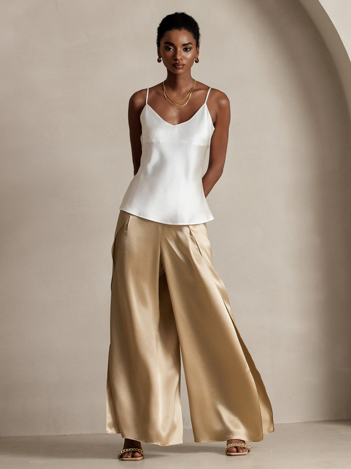 19Momme Pantalon en Soie à Fente Haute - Image 4