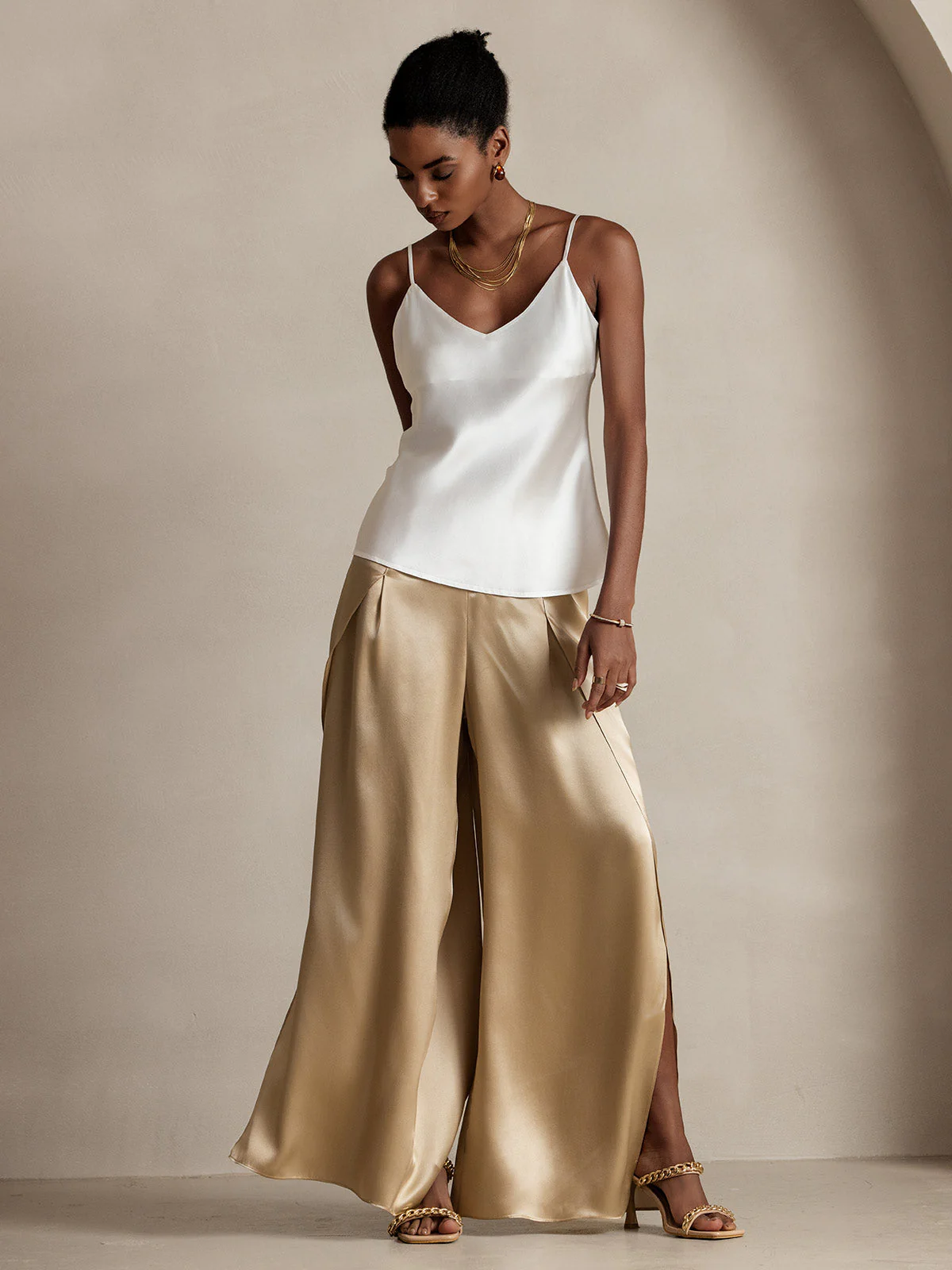 19Momme Pantalon en Soie à Fente Haute - Image 5