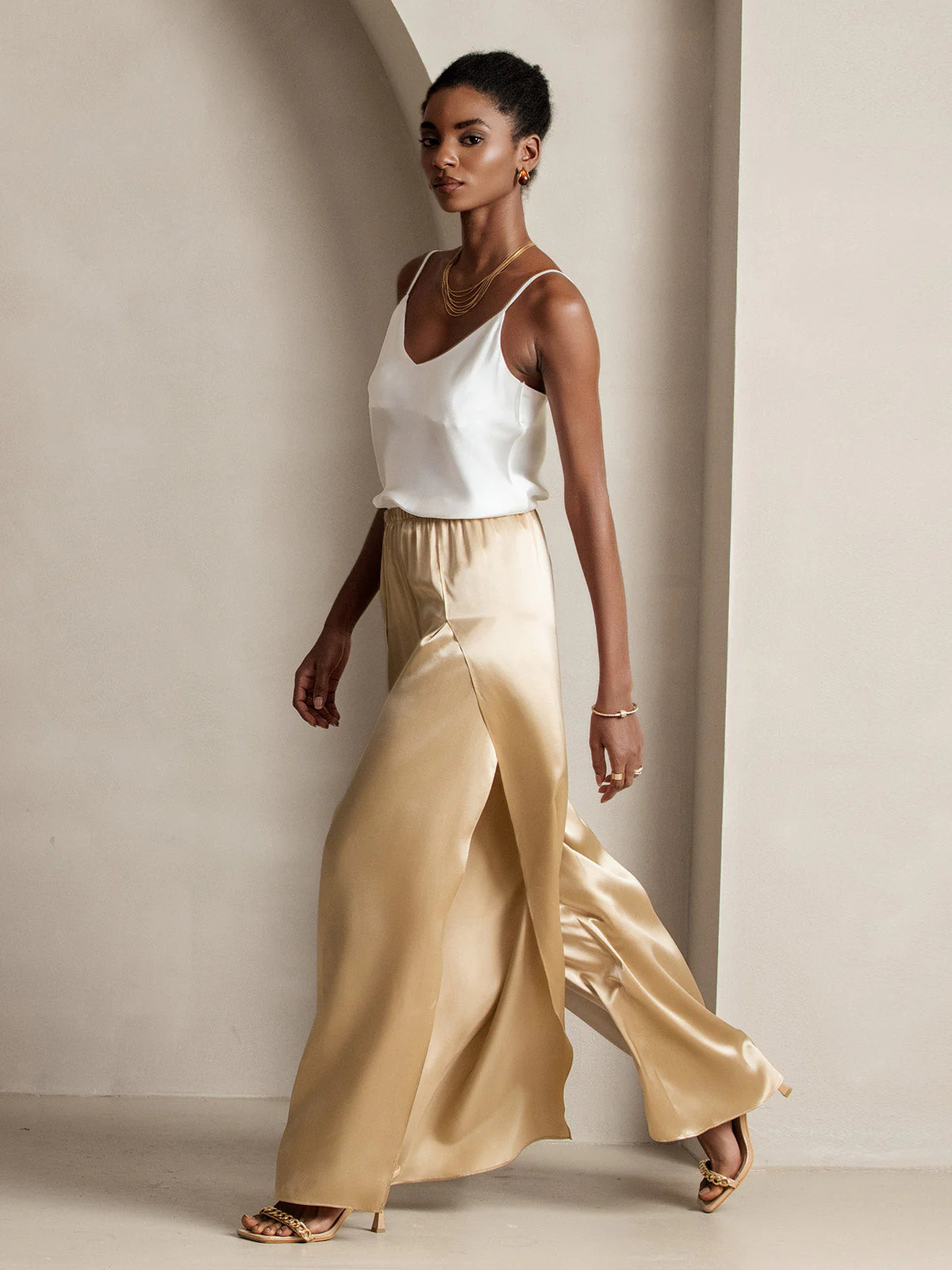 19Momme Pantalon en Soie à Fente Haute - Image 6