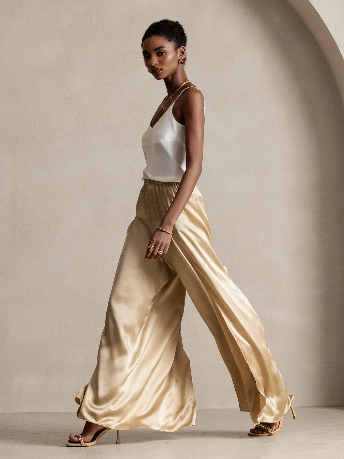 19Momme Pantalon en Soie à Fente Haute - Image 7