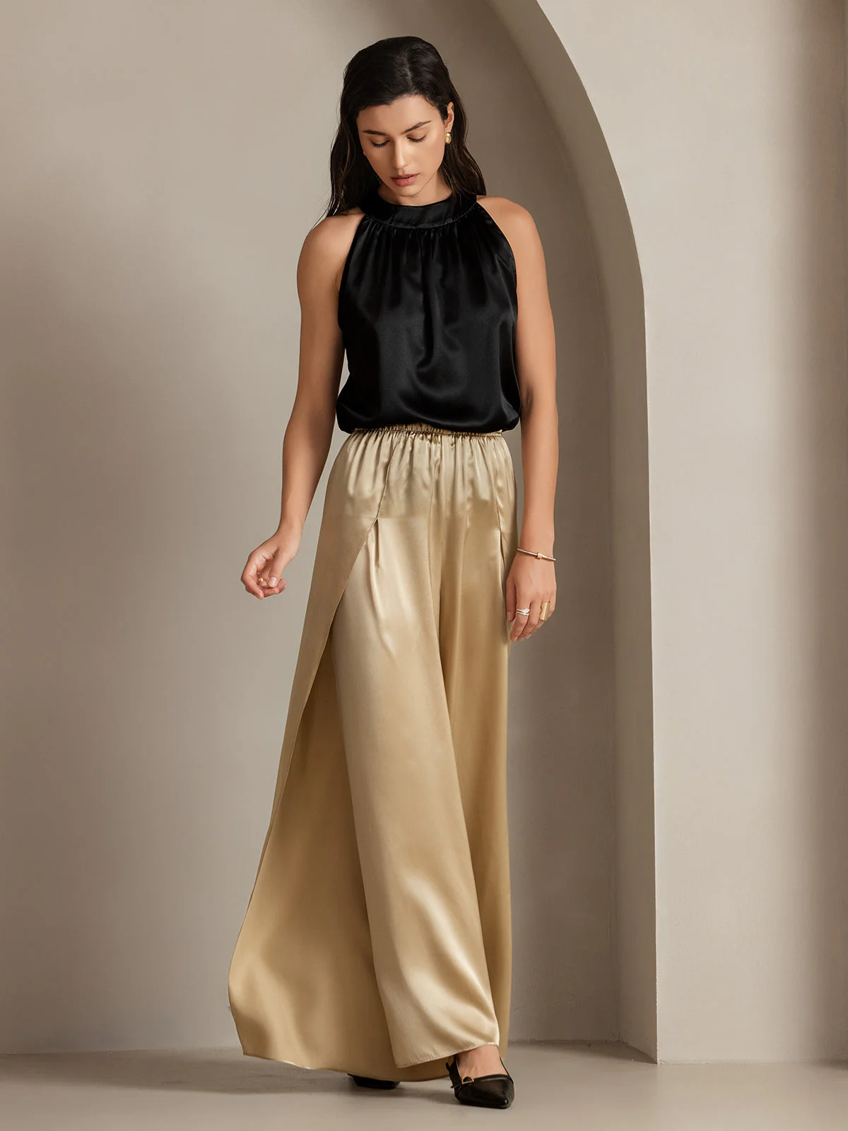 19Momme Pantalon en Soie à Fente Haute - Image 8