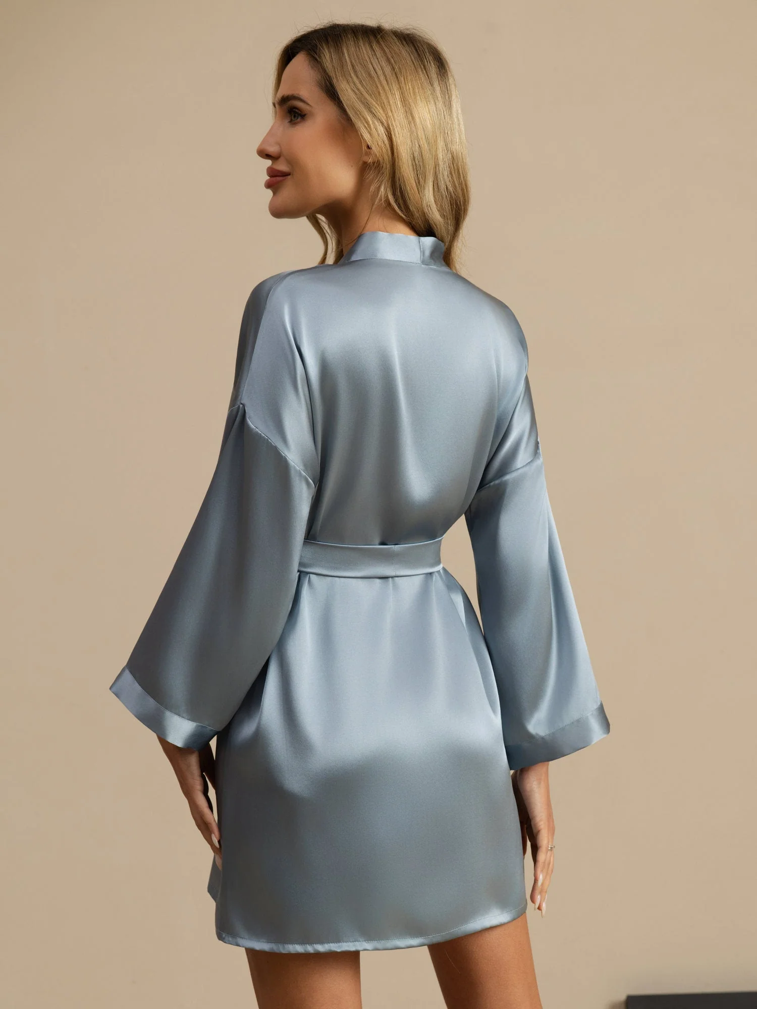 Kimono Court En Pure Soie Pour Femme Avec Coupe Croisée - Image 49