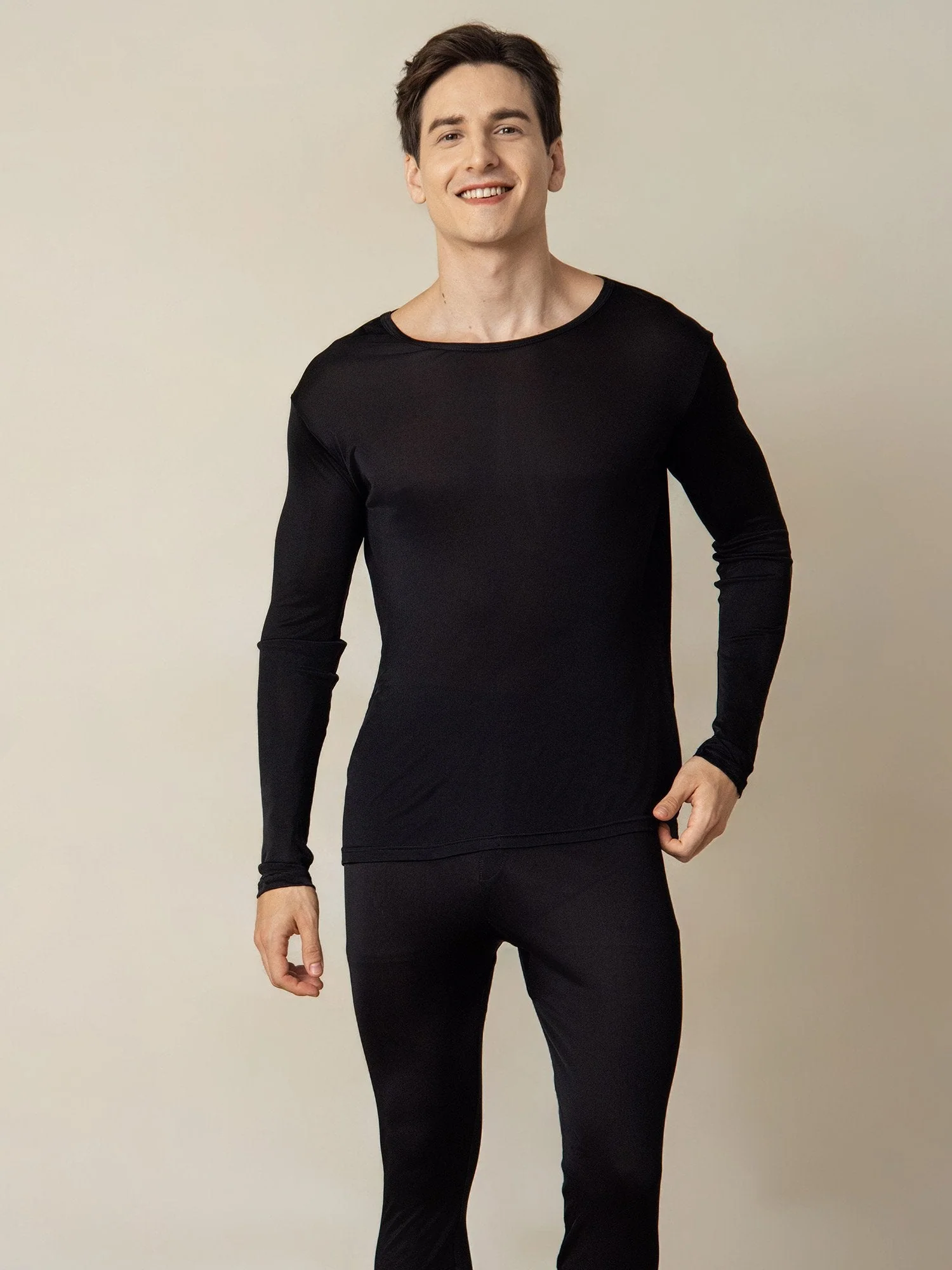 Sous-vêtements Longs À Manches Longues En Jersey De Soie Pour Homme - Image 10