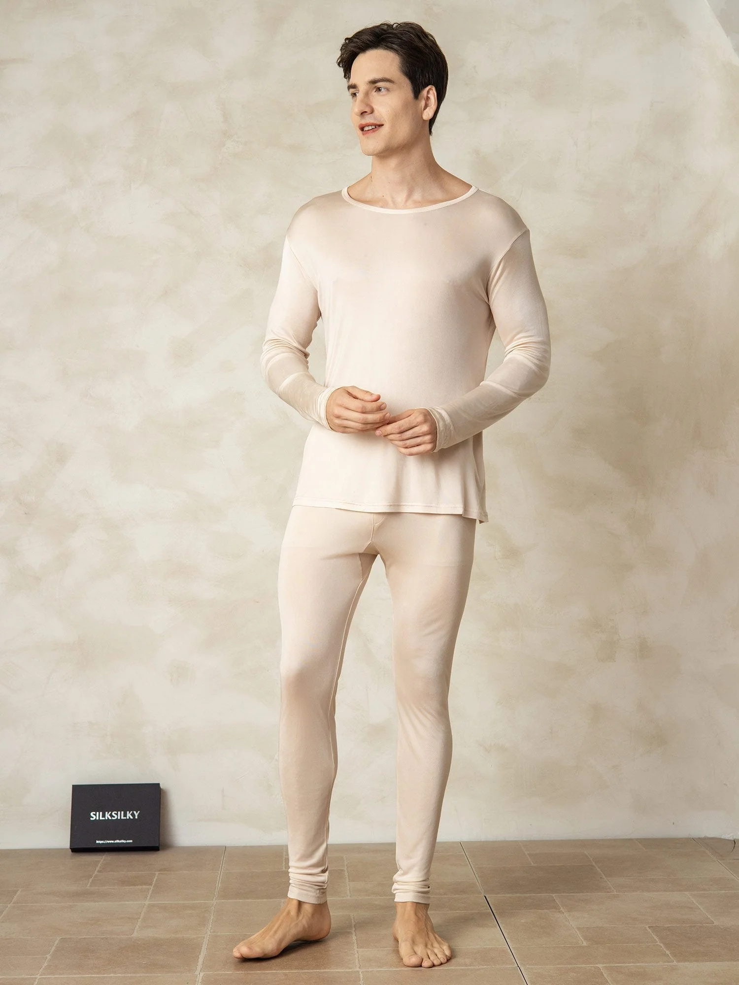Sous-vêtements Longs À Manches Longues En Jersey De Soie Pour Homme - Image 17