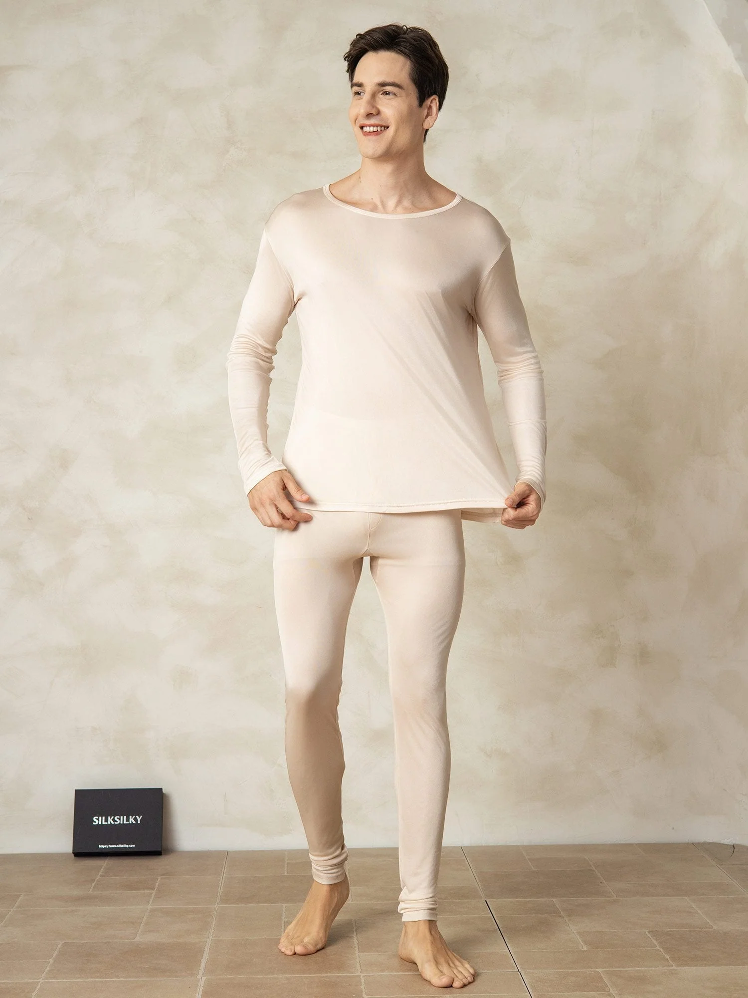 Sous-vêtements Longs À Manches Longues En Jersey De Soie Pour Homme - Image 19
