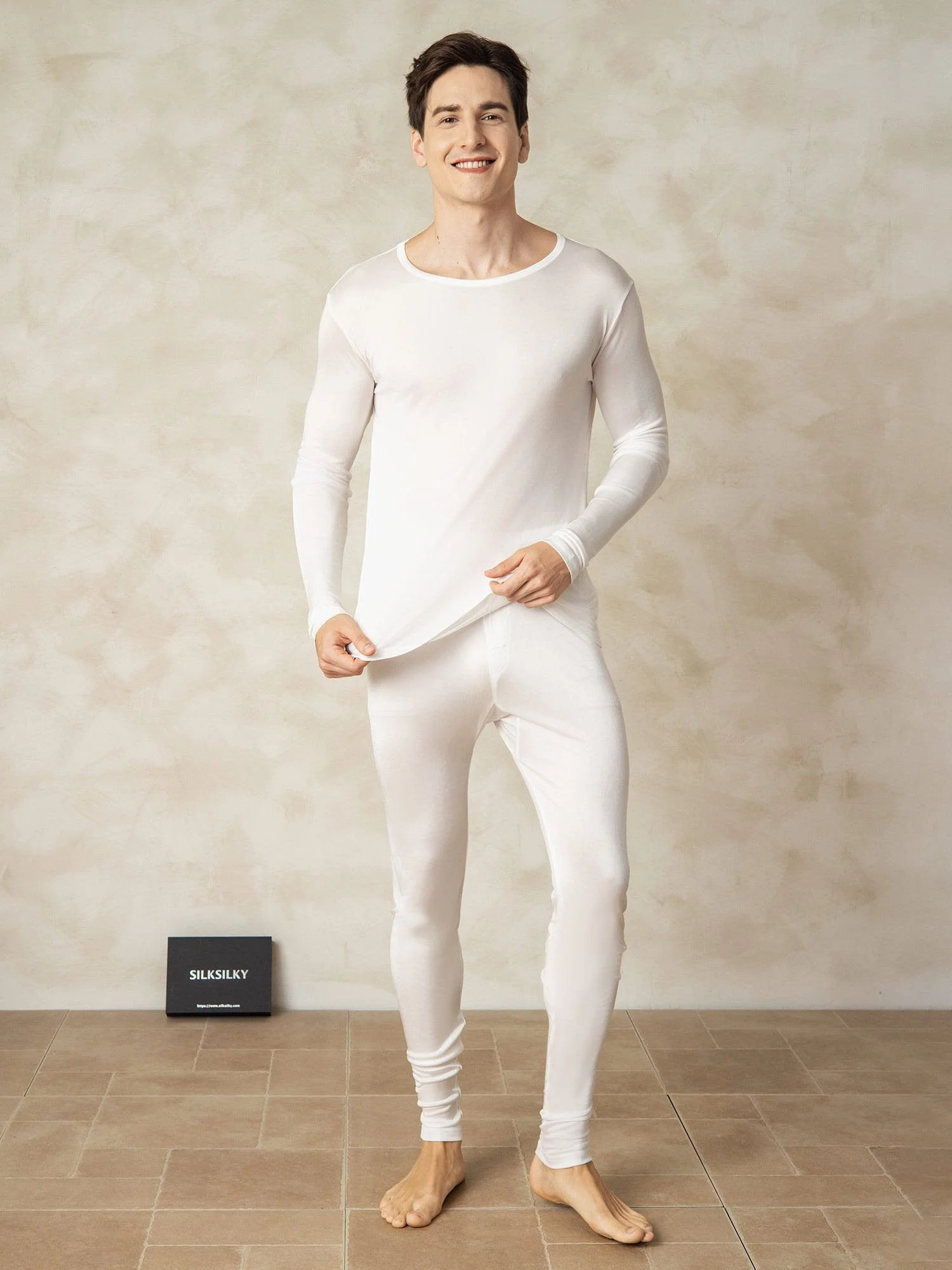 Sous-vêtements Longs À Manches Longues En Jersey De Soie Pour Homme - Image 23