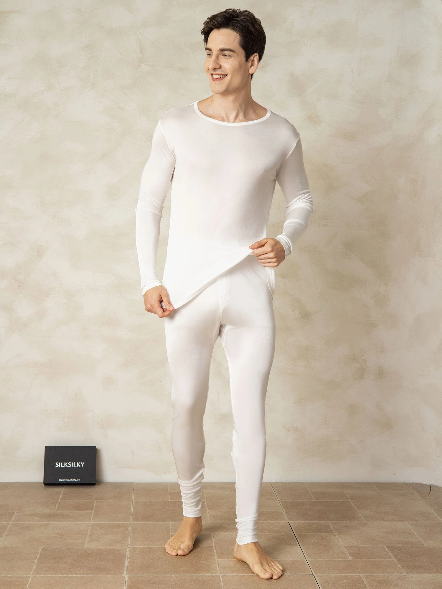 Sous-vêtements Longs À Manches Longues En Jersey De Soie Pour Homme - Image 25