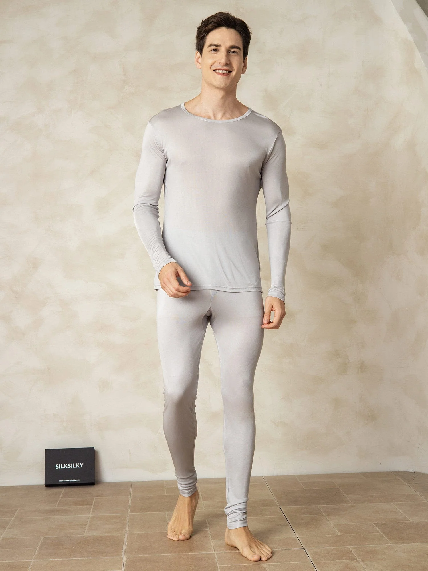 Sous-vêtements Longs À Manches Longues En Jersey De Soie Pour Homme - Image 4