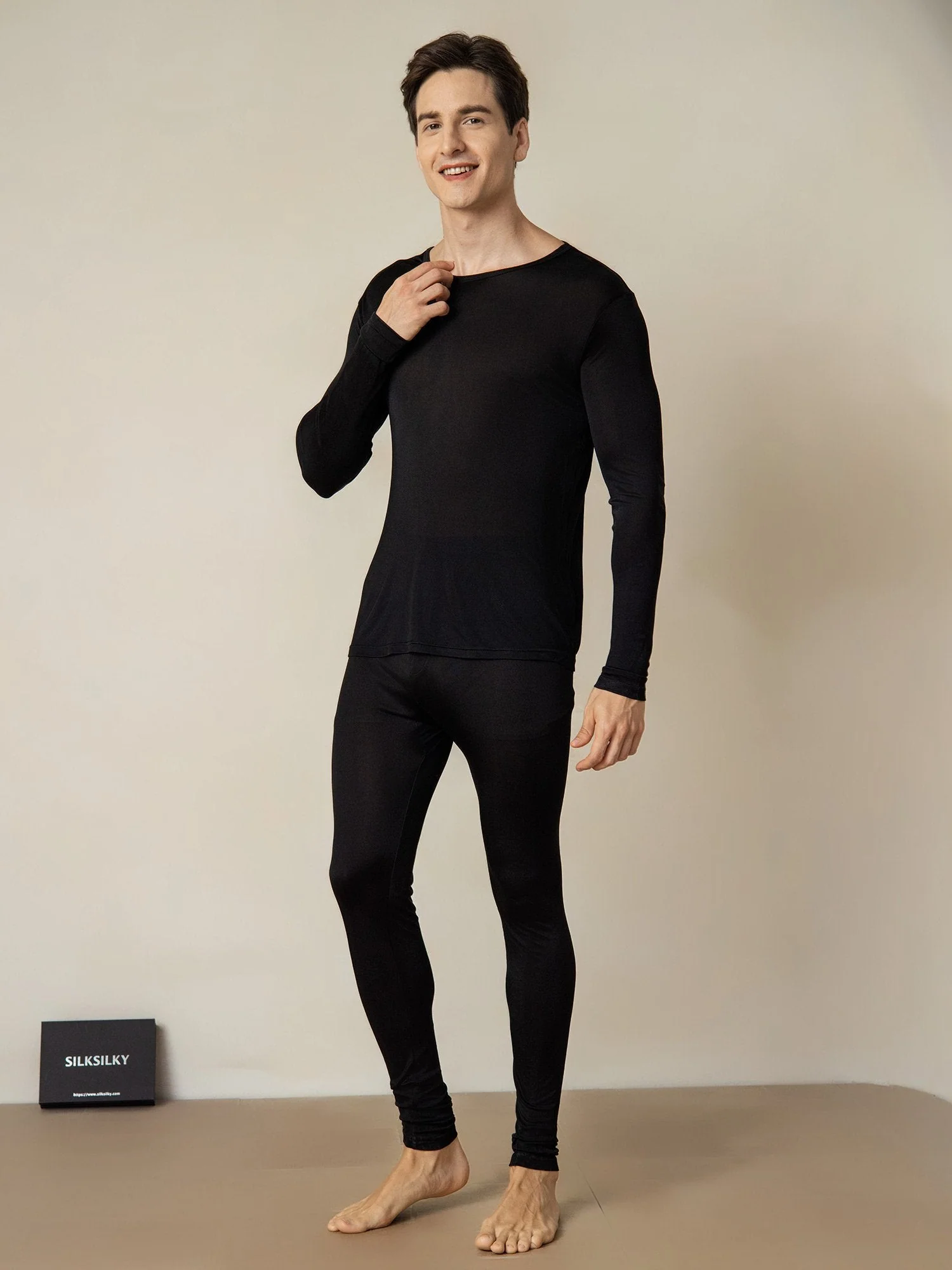 Sous-vêtements Longs À Manches Longues En Jersey De Soie Pour Homme - Image 7