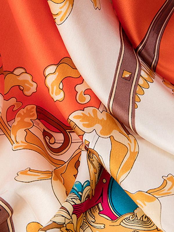 Foulard Carré en Soie Orange Harmonie 110 - Image 2