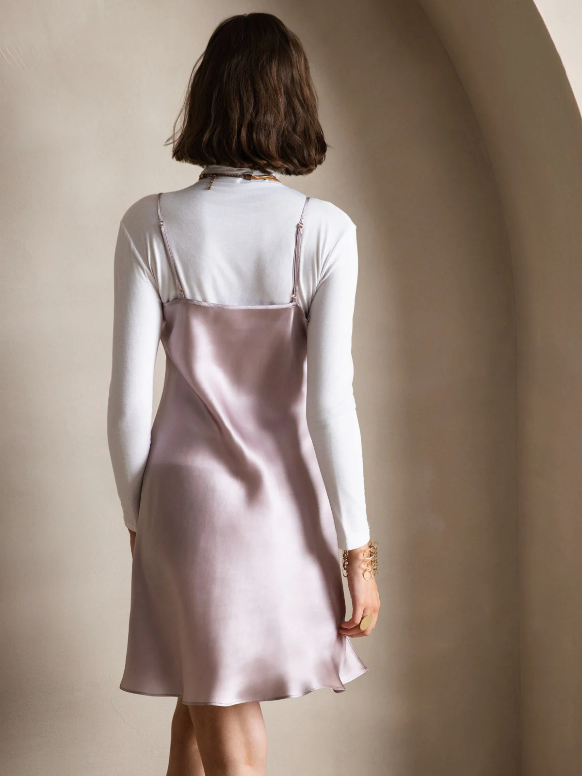 Robe Déshabillée en Soie Pure à Bretelles Spaghetti - Image 38