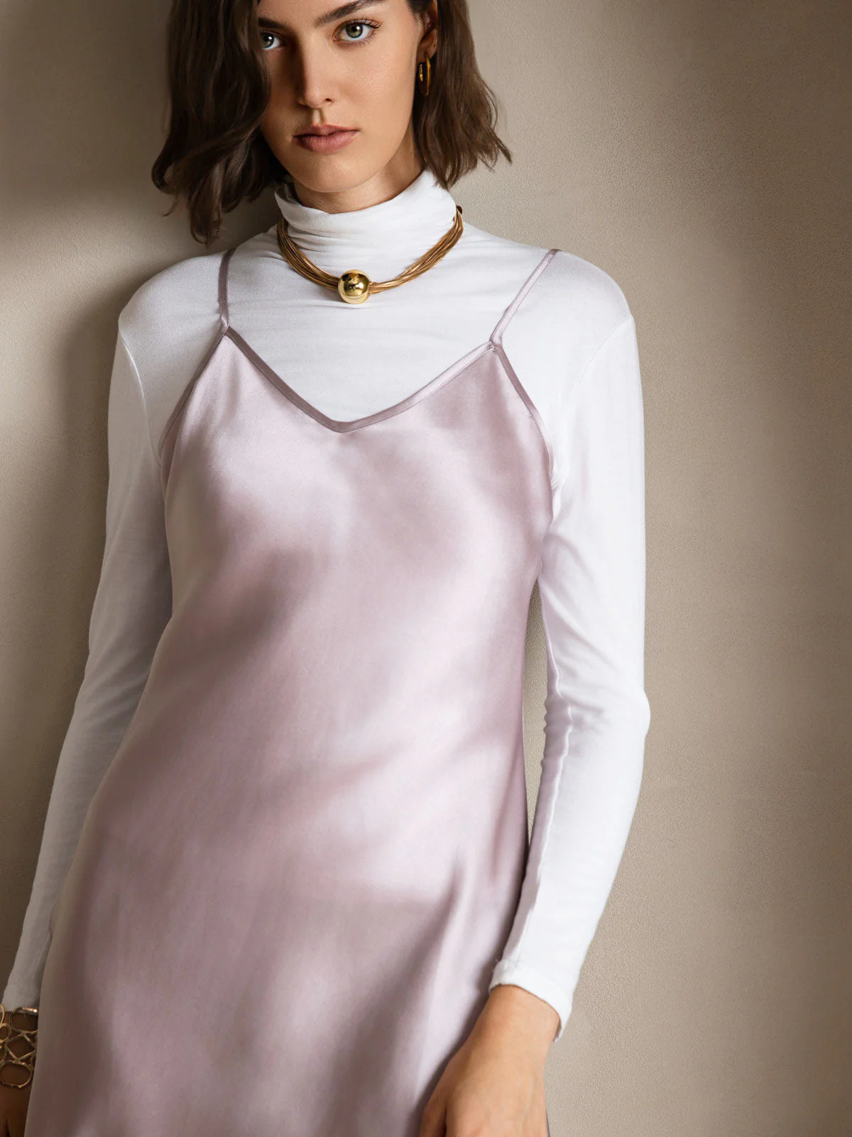 Robe Déshabillée en Soie Pure à Bretelles Spaghetti - Image 39