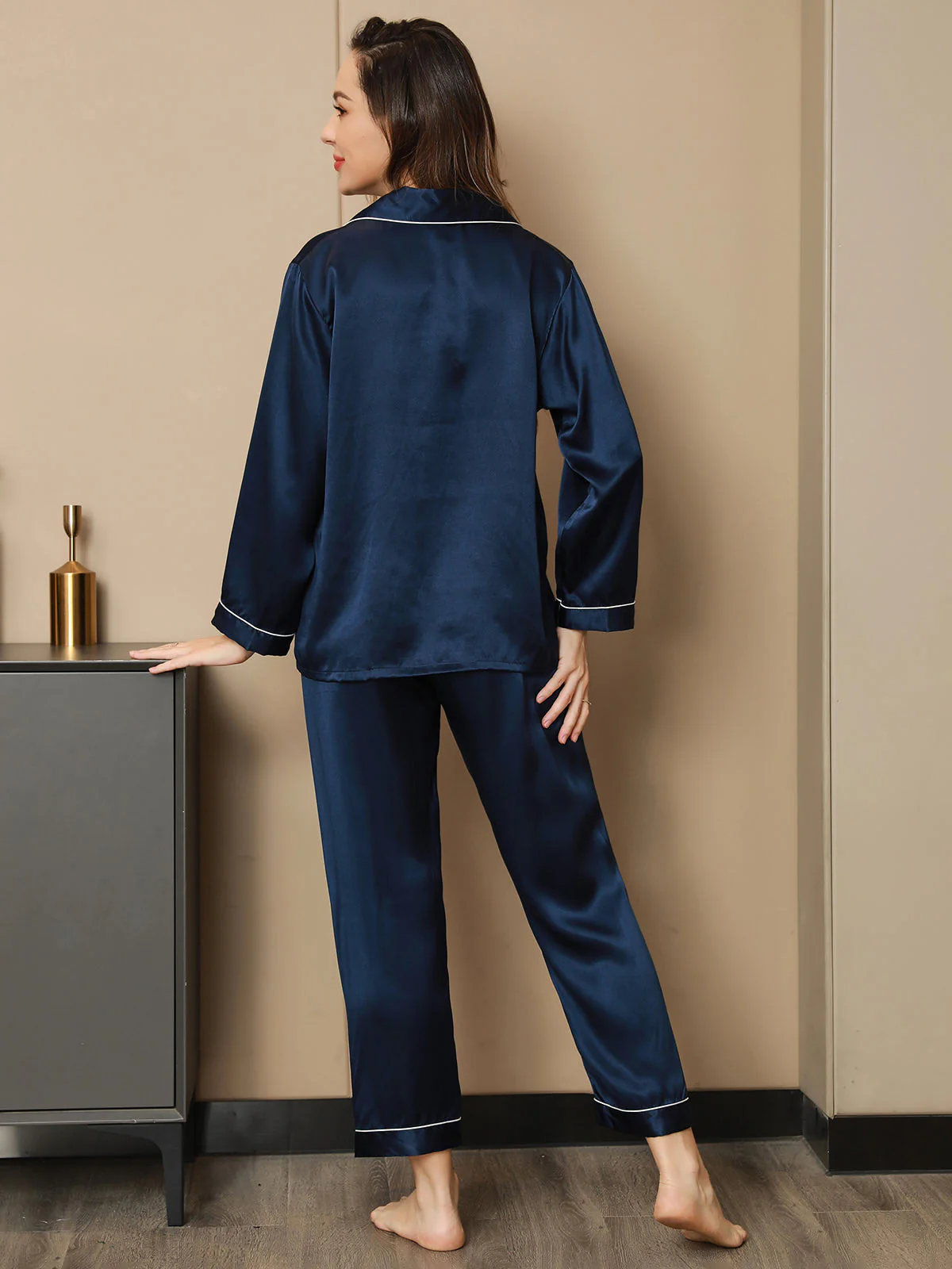 Ensemble de Pyjama à Bordure en Soie Pure 2Pcs - Image 25