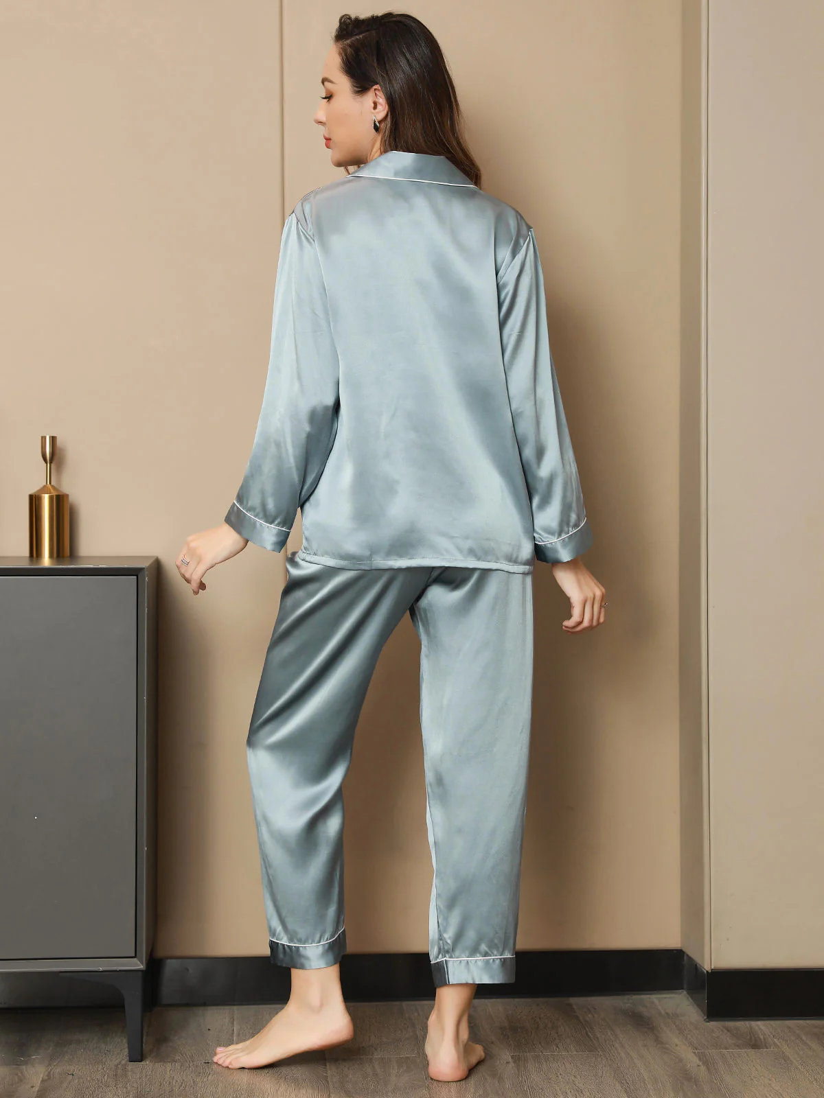 Ensemble de Pyjama à Bordure en Soie Pure 2Pcs - Image 39