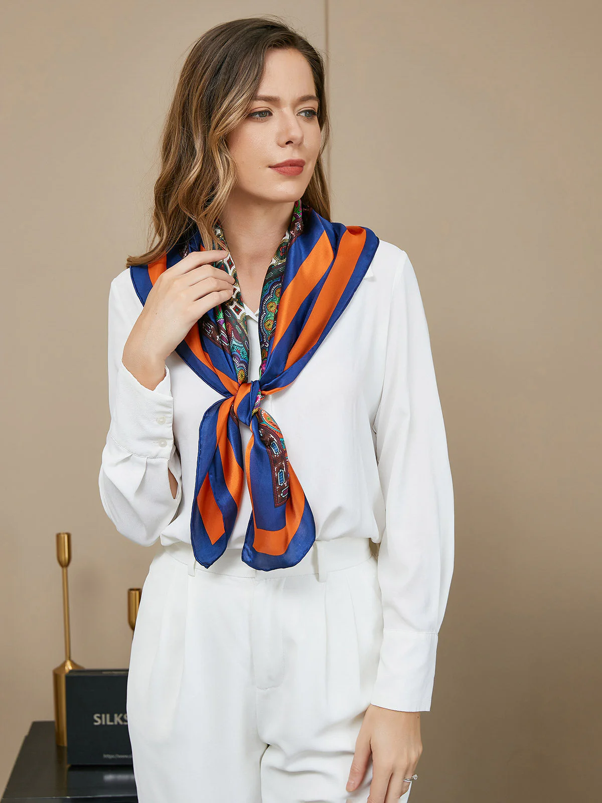 Foulard / Châle Carré Bohème en Pure Soie 86x86cm - Image 12
