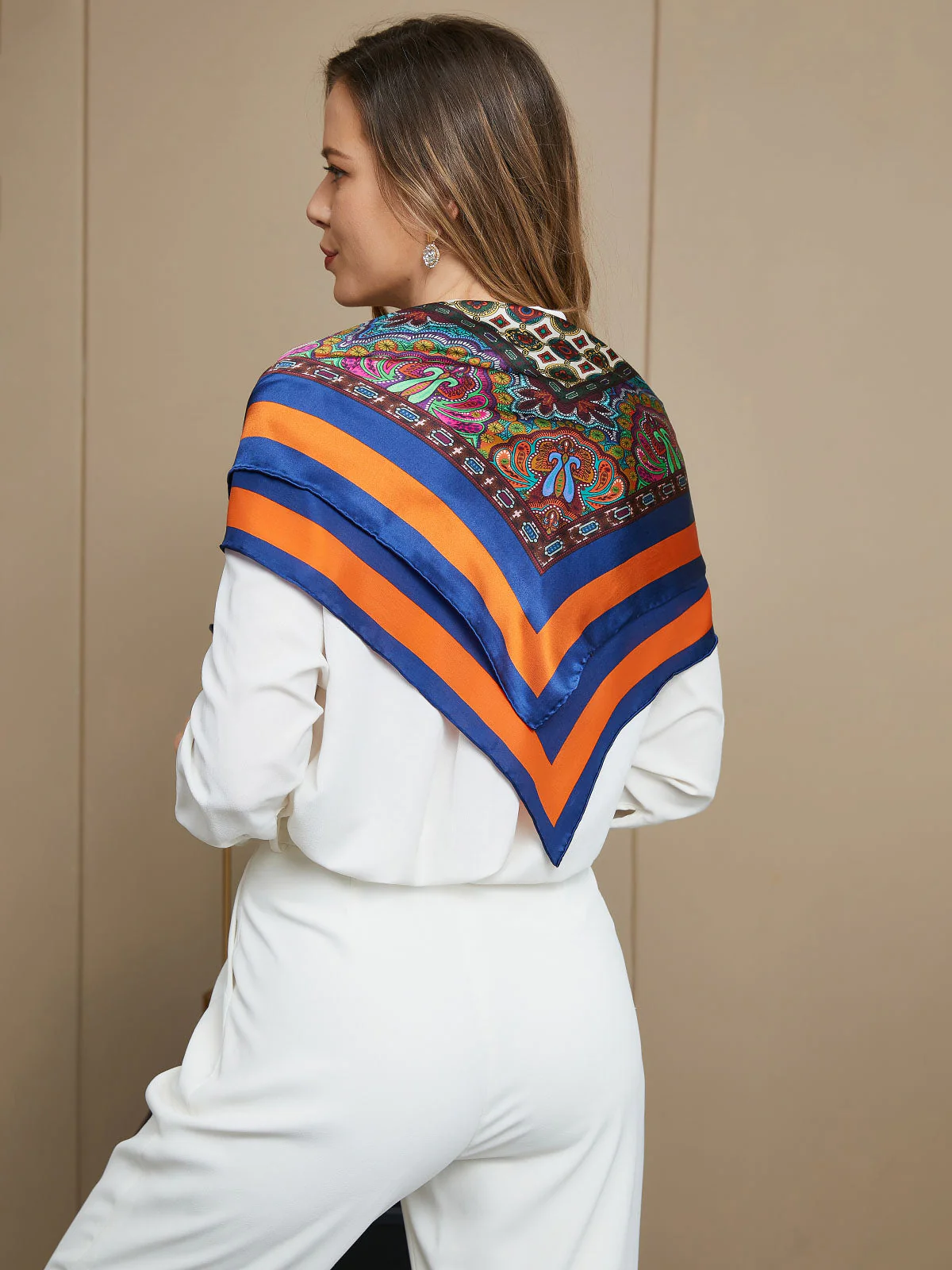 Foulard / Châle Carré Bohème en Pure Soie 86x86cm - Image 7
