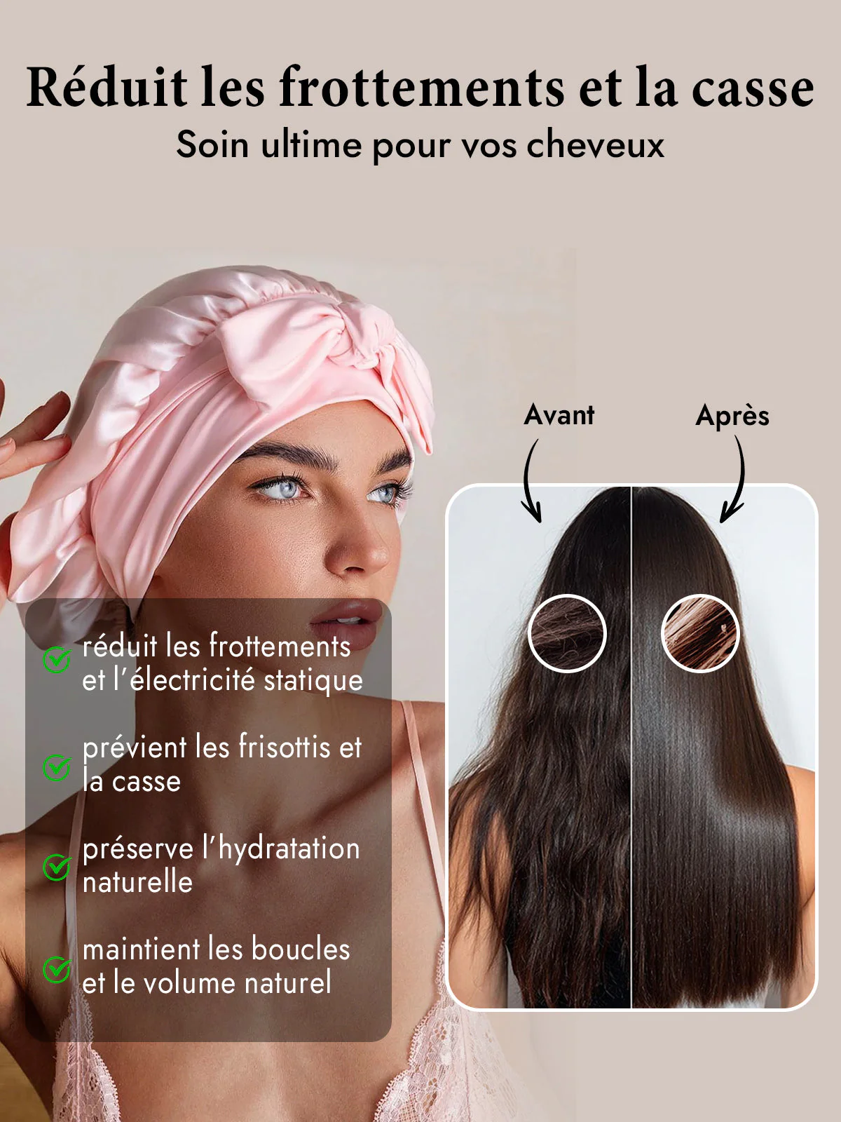 Soie Pure Nœud Bonnet de Nuit - Image 25