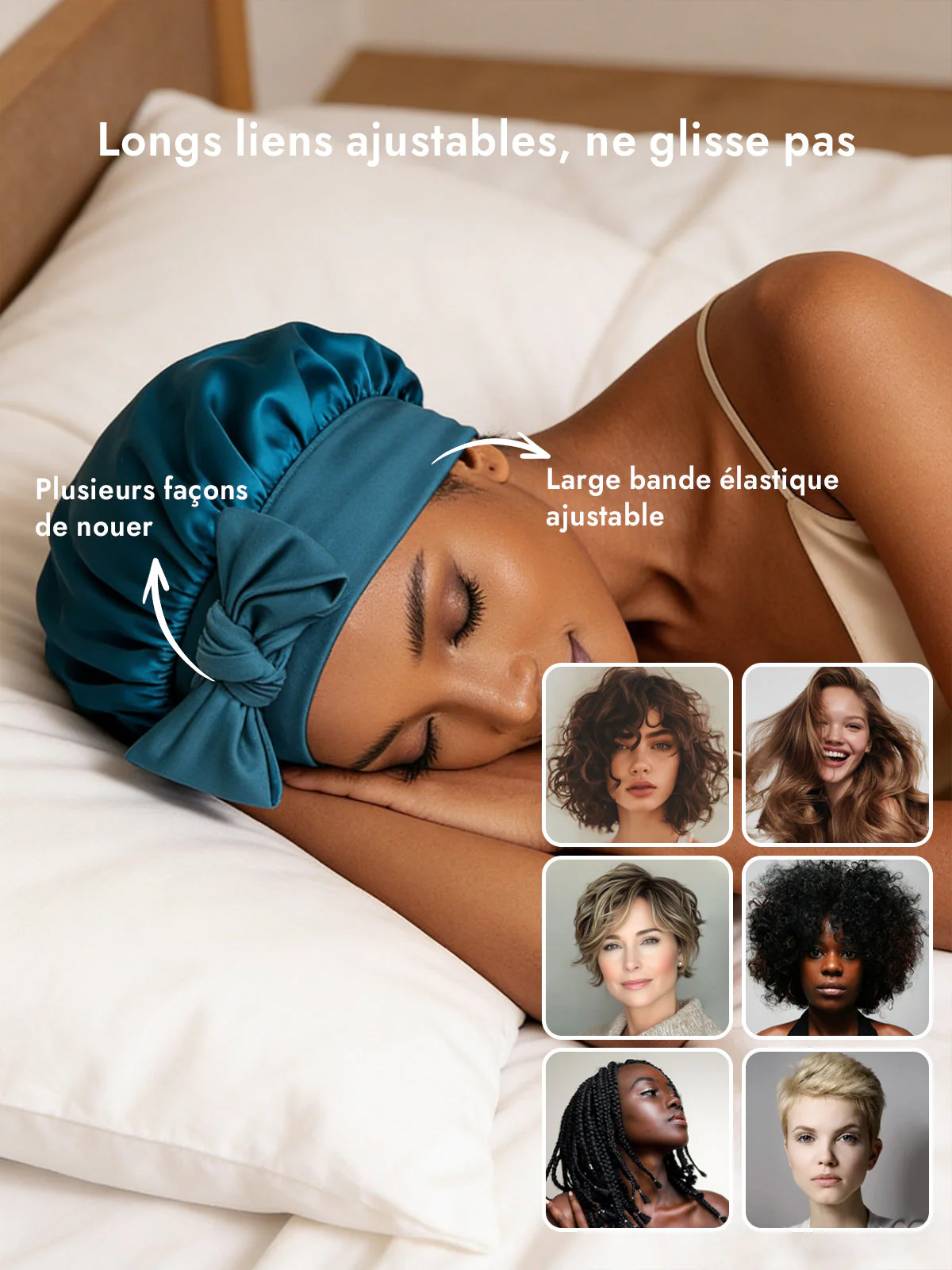 Soie Pure Nœud Bonnet de Nuit - Image 44