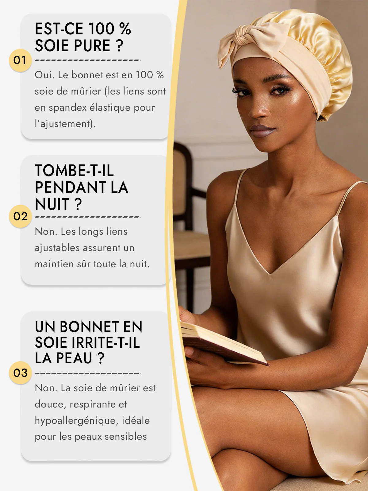 Soie Pure Nœud Bonnet de Nuit - Image 76
