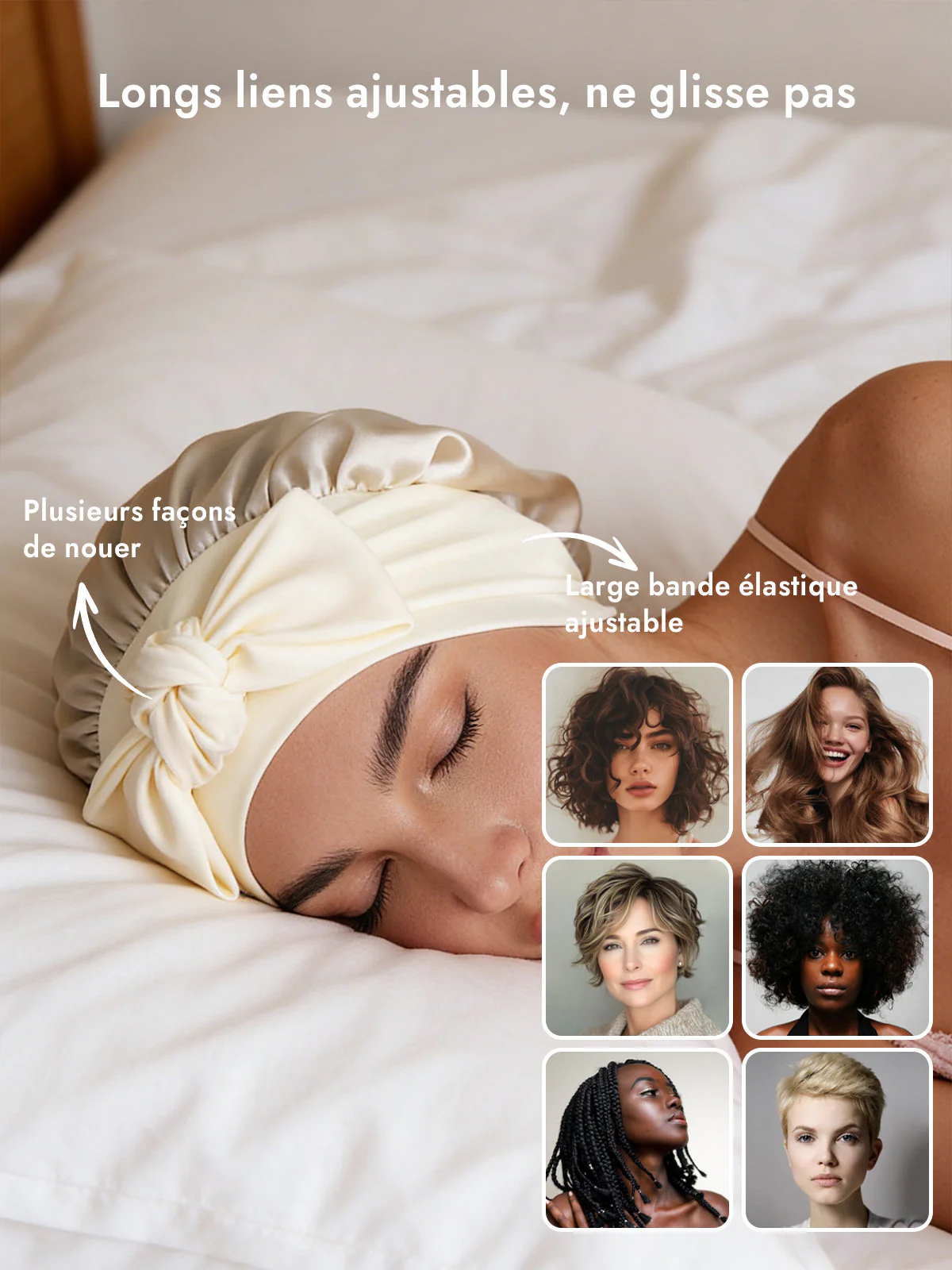 Soie Pure Nœud Bonnet de Nuit - Image 80