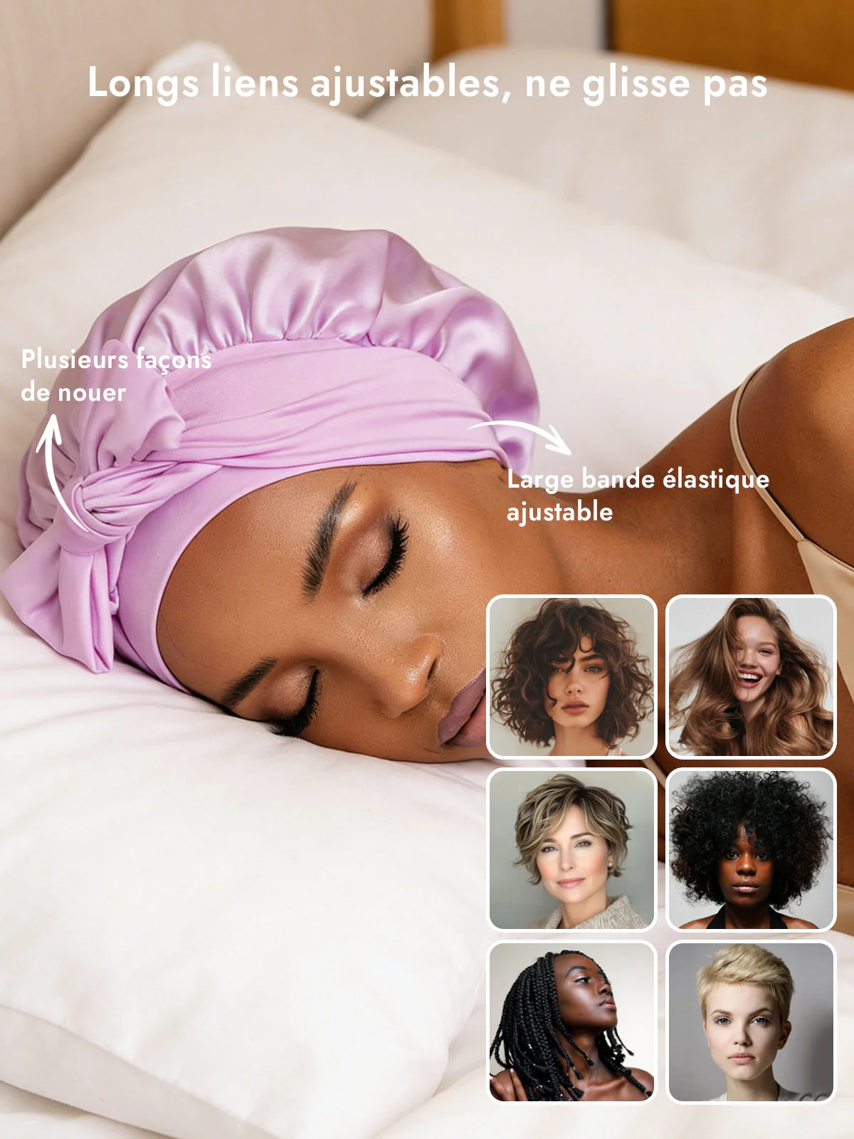 Soie Pure Nœud Bonnet de Nuit - Image 86