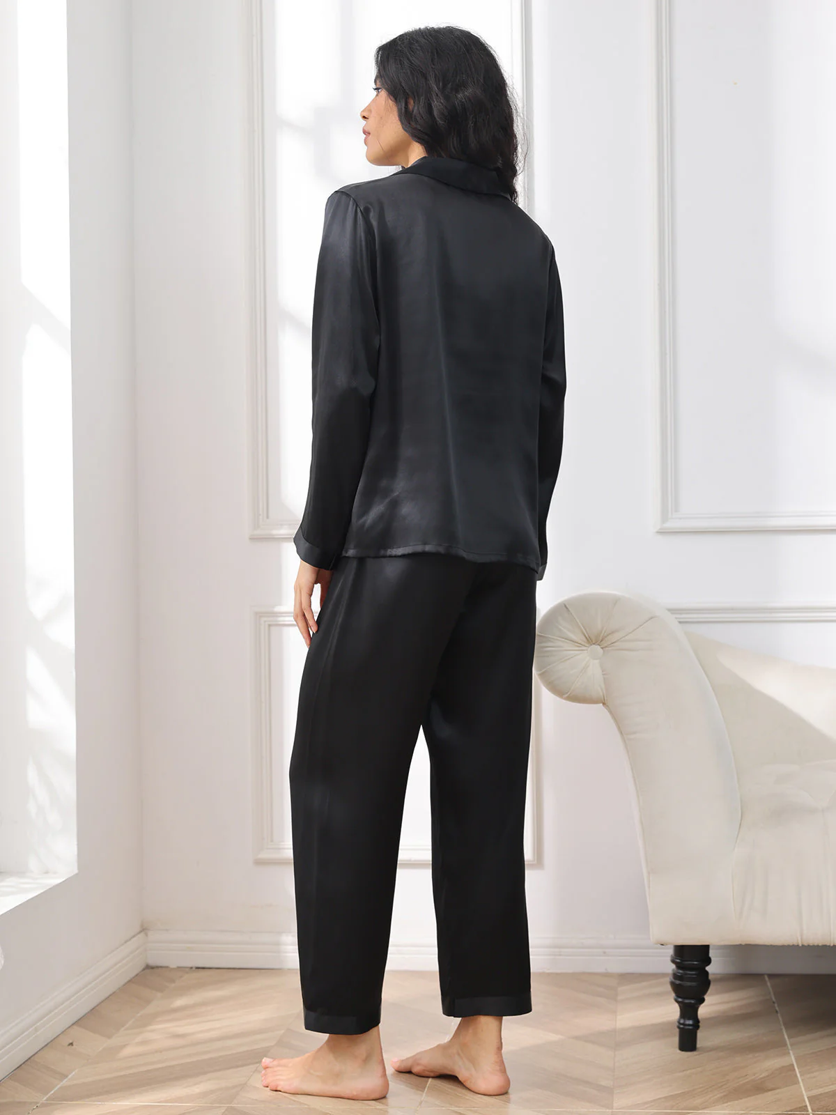 Femme Pyjamas Pure Soie Boutons - Image 43