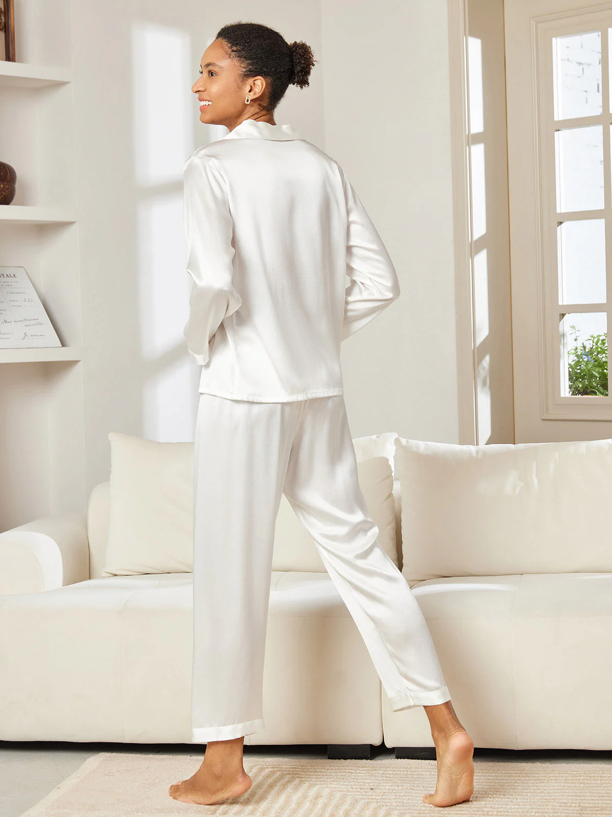 Femme Pyjamas Pure Soie Boutons - Image 49