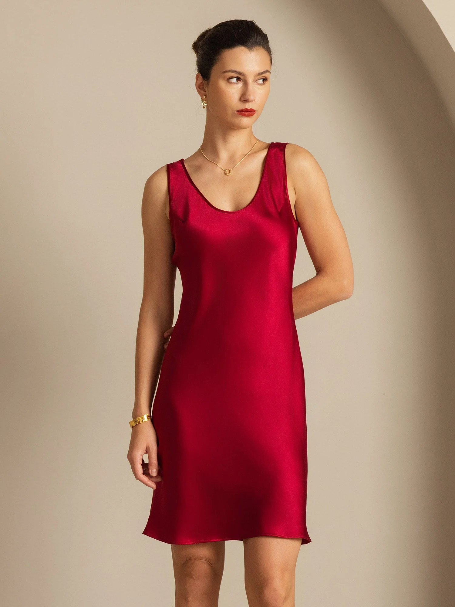 Chemises de nuit Pure Soie Sans manches Fines Brides - Image 21
