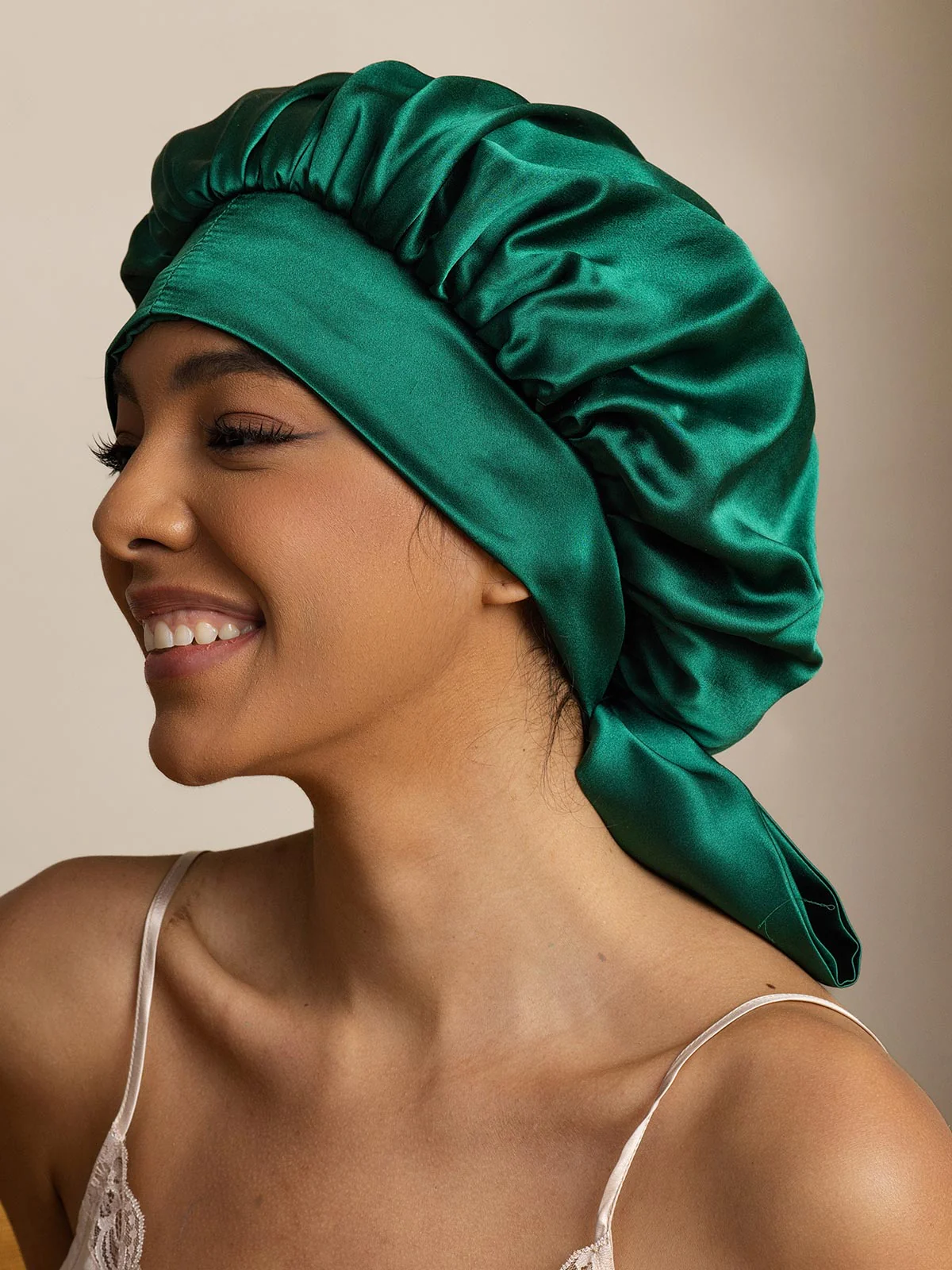 Bonnet de nuit décontracté en soie pure avec longues rubans(Bicolore et réversible) - Image 11