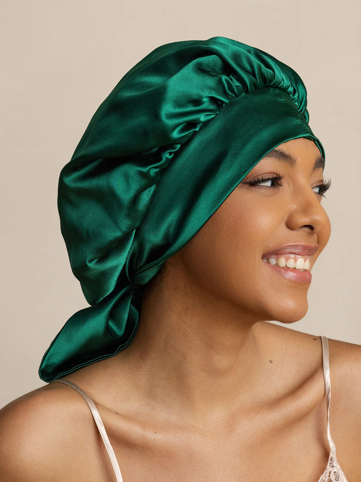 Bonnet de nuit décontracté en soie pure avec longues rubans(Bicolore et réversible) - Image 12