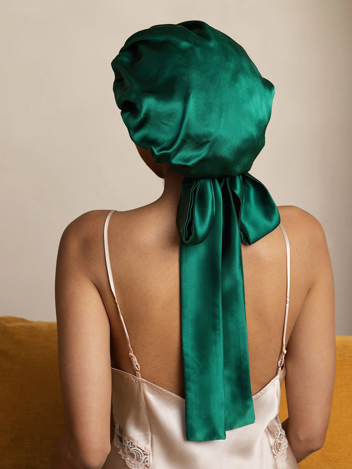 Bonnet de nuit décontracté en soie pure avec longues rubans(Bicolore et réversible) - Image 13