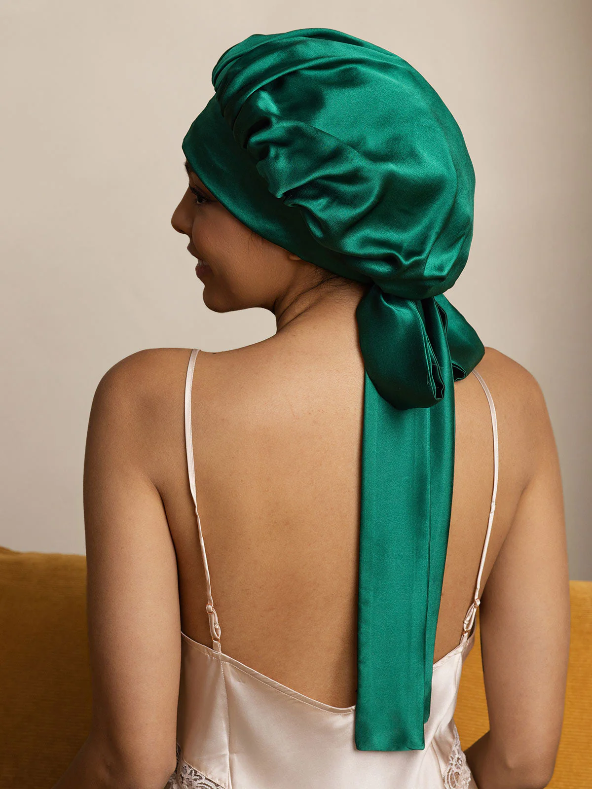 Bonnet de nuit décontracté en soie pure avec longues rubans(Bicolore et réversible) - Image 14