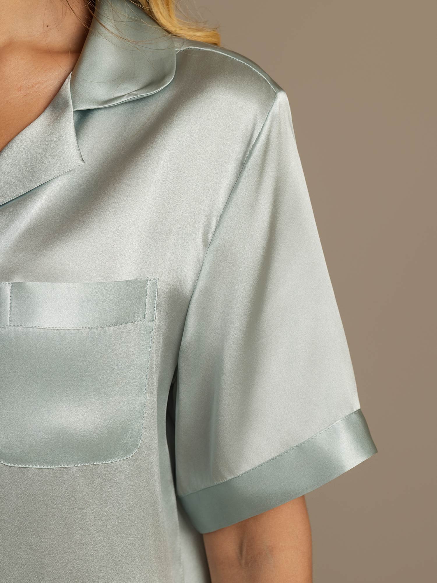 Ensemble De Pyjama En Soie Pure à Manches Courtes Pour Femmes - Image 18