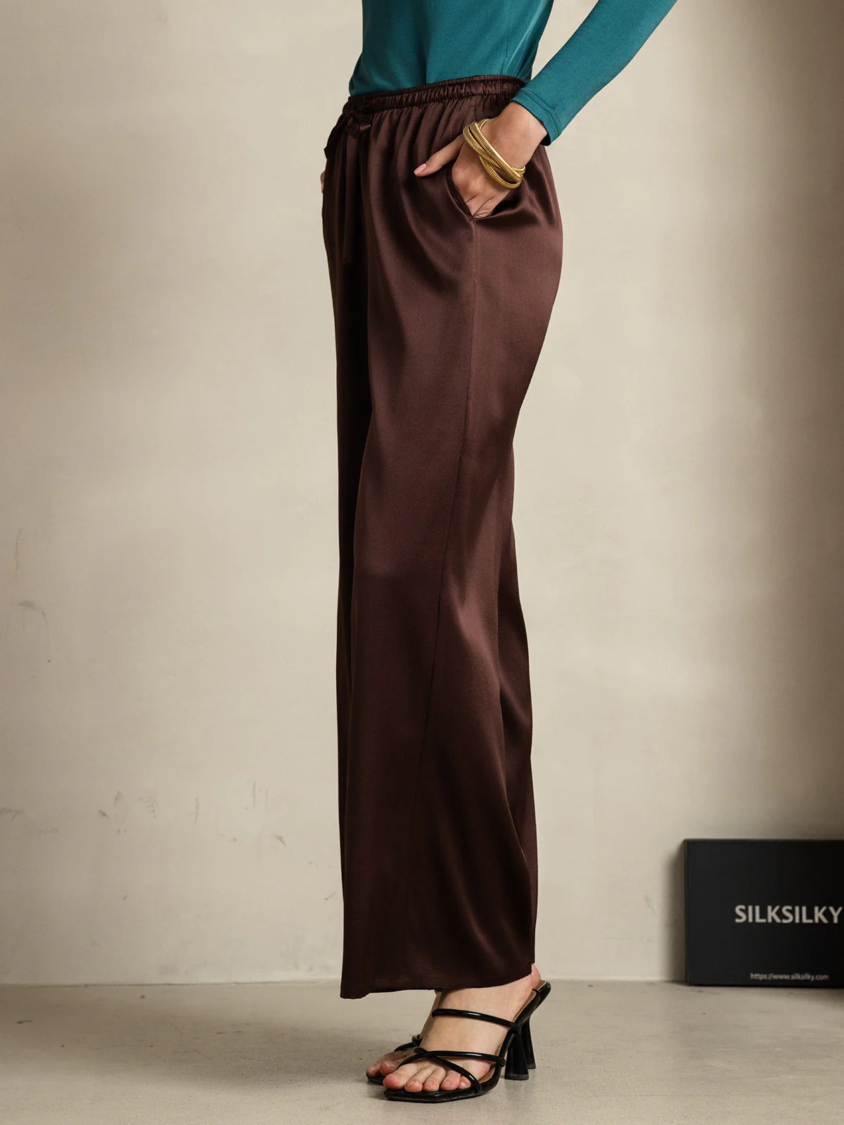 Pantalon Large en 100% Soie de Mûrier pour Femmes - Image 56