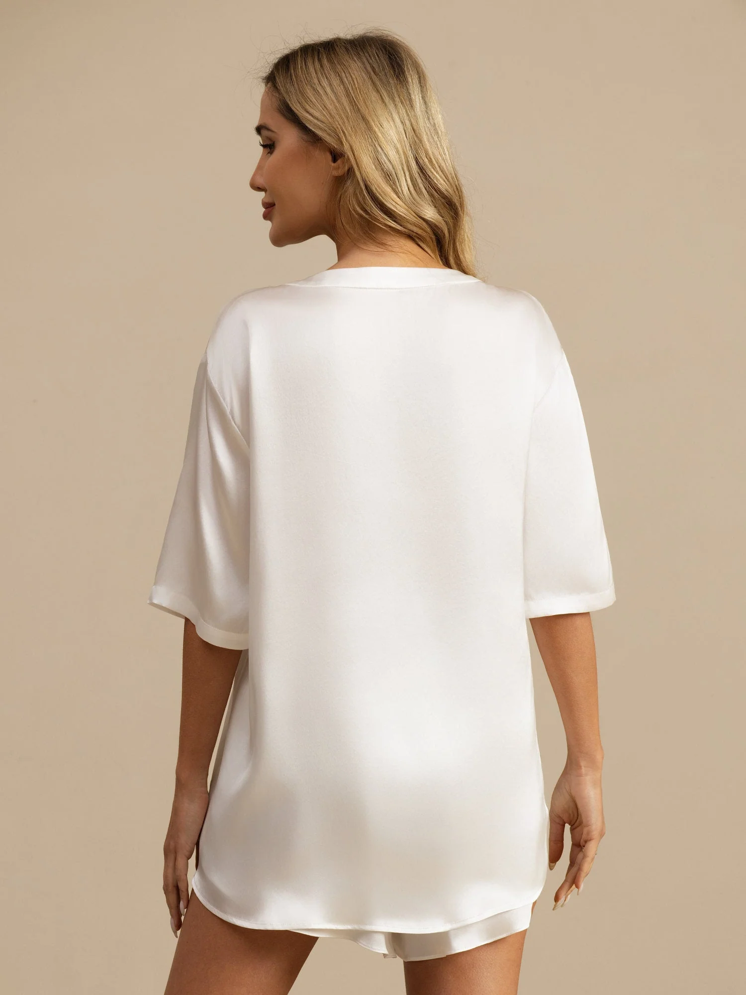 Femme t-shirt de Pyjama Pure Soie Occasionnel(Short non inclus) - Image 27
