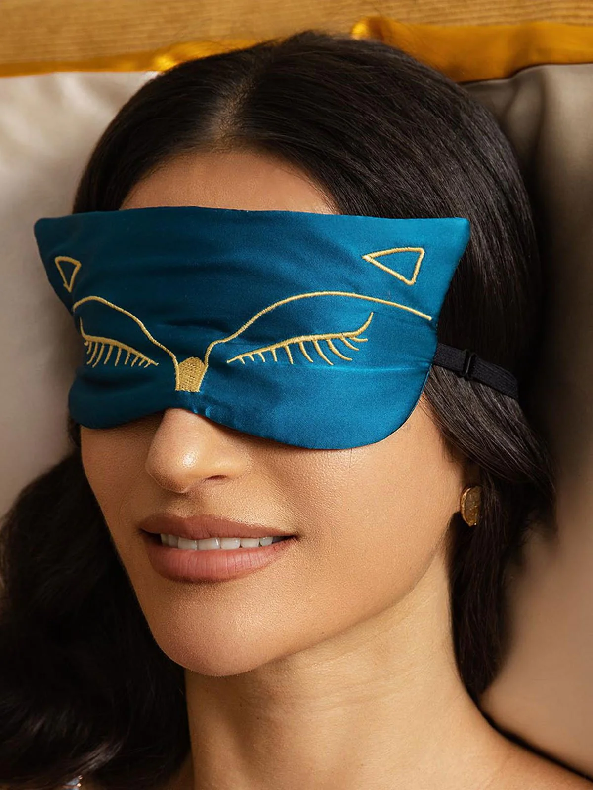 Masque Pour Les Yeux En Pure Soie Brodé Chat - Image 10