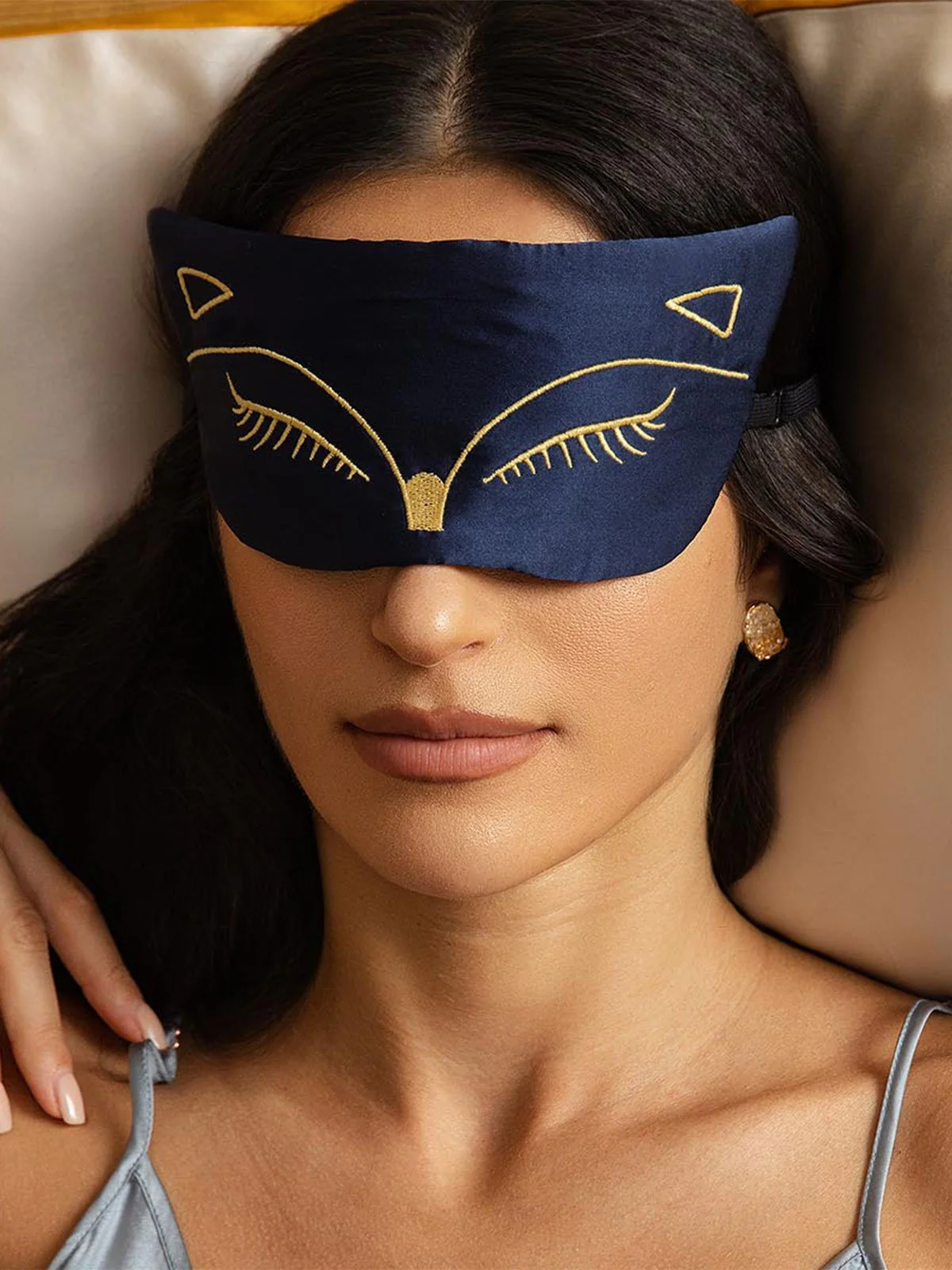 Masque Pour Les Yeux En Pure Soie Brodé Chat - Image 6