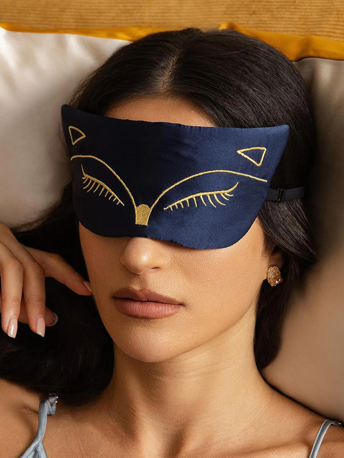 Masque Pour Les Yeux En Pure Soie Brodé Chat - Image 7