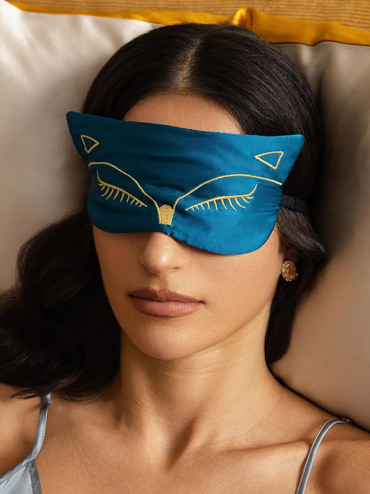 Masque Pour Les Yeux En Pure Soie Brodé Chat - Image 8