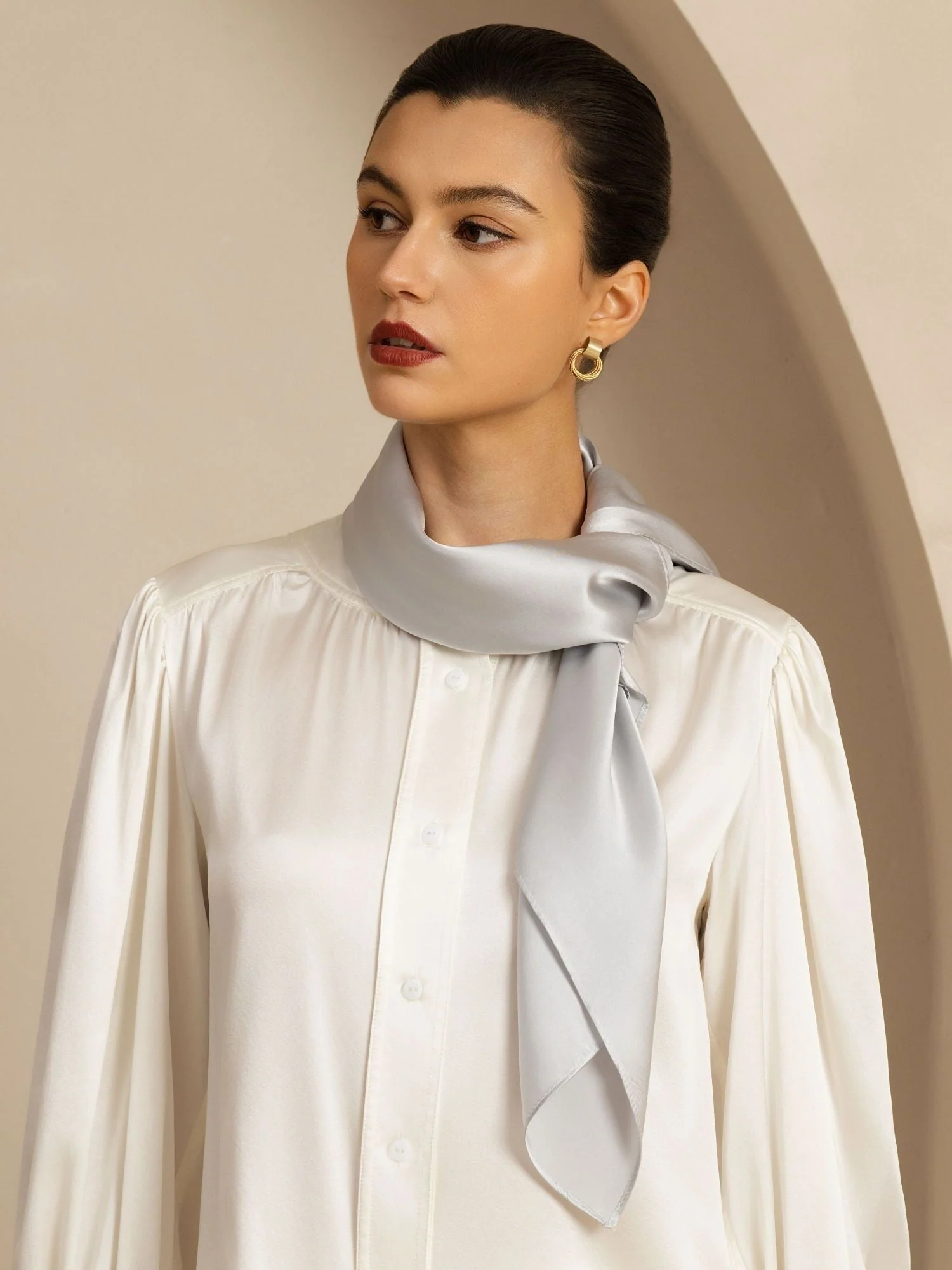 Foulard Carré Classique Élégant en Soie Pure - Taille 90x90cm - Image 25