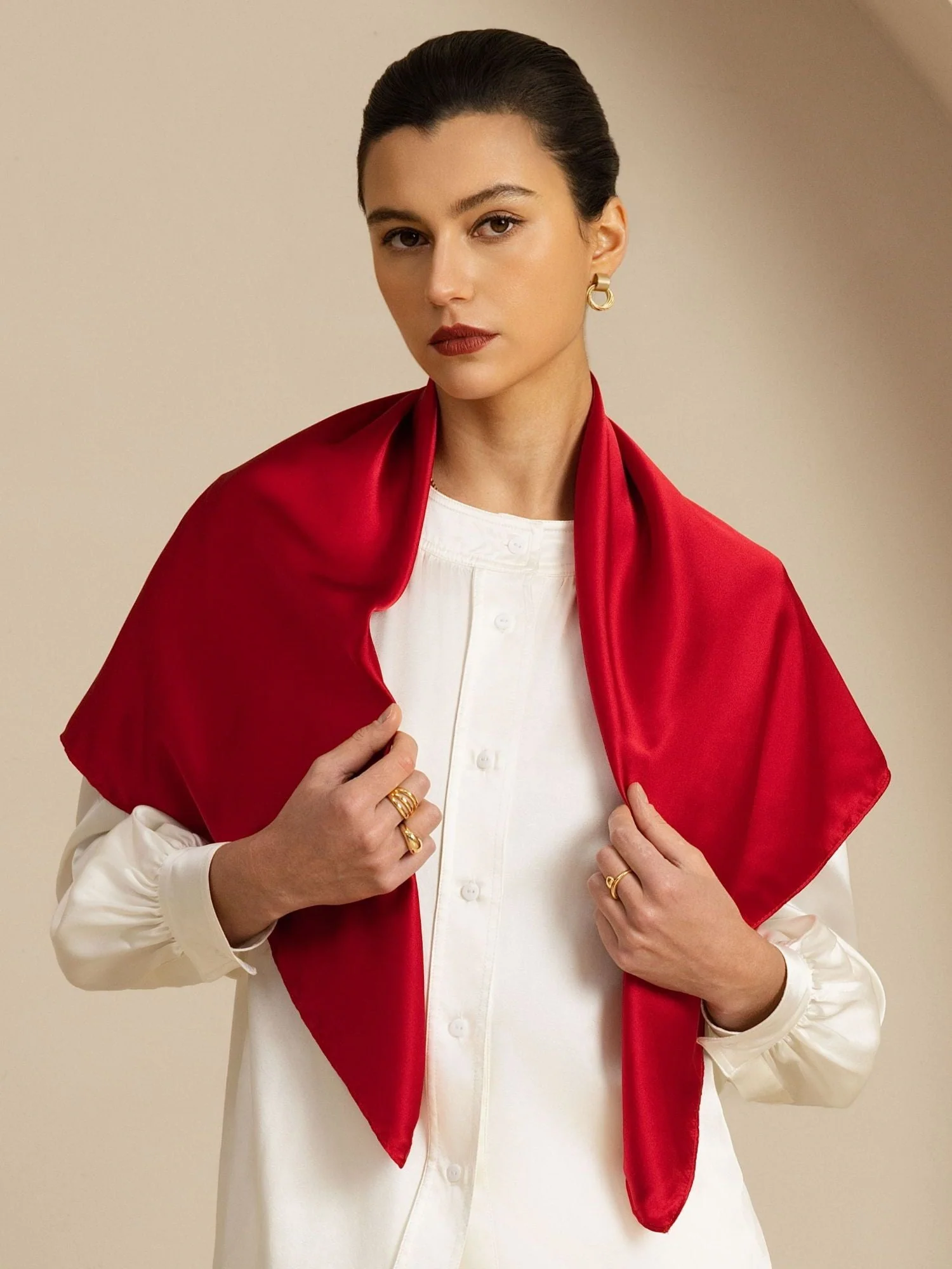 Foulard Carré Classique Élégant en Soie Pure - Taille 90x90cm - Image 28