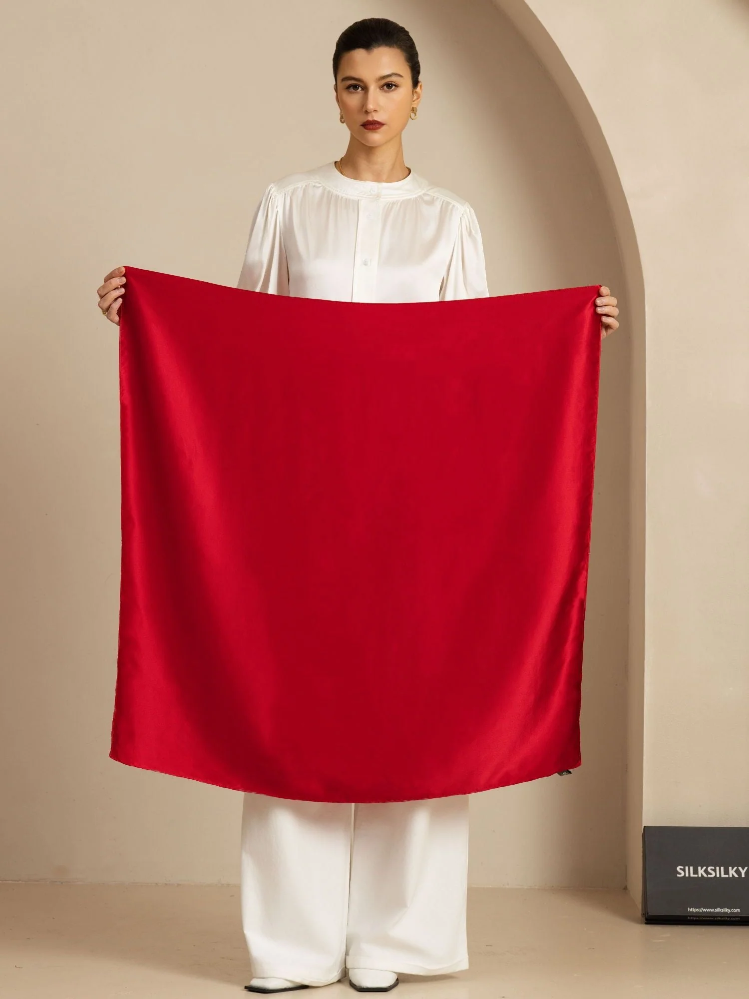 Foulard Carré Classique Élégant en Soie Pure - Taille 90x90cm - Image 29