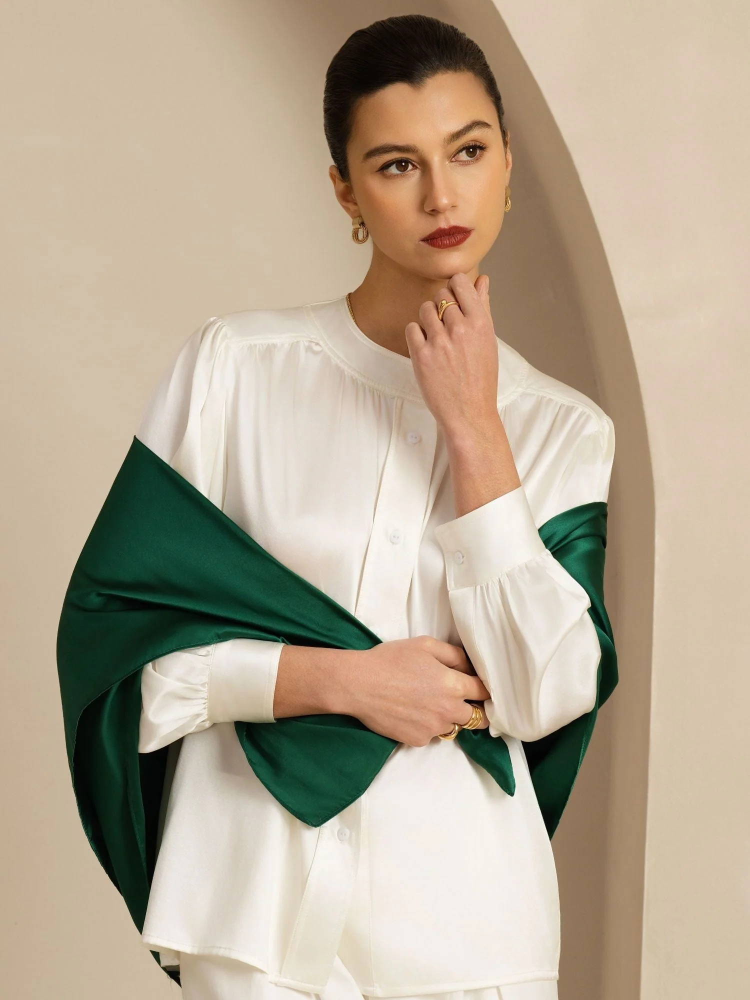 Foulard Carré Classique Élégant en Soie Pure - Taille 90x90cm - Image 35