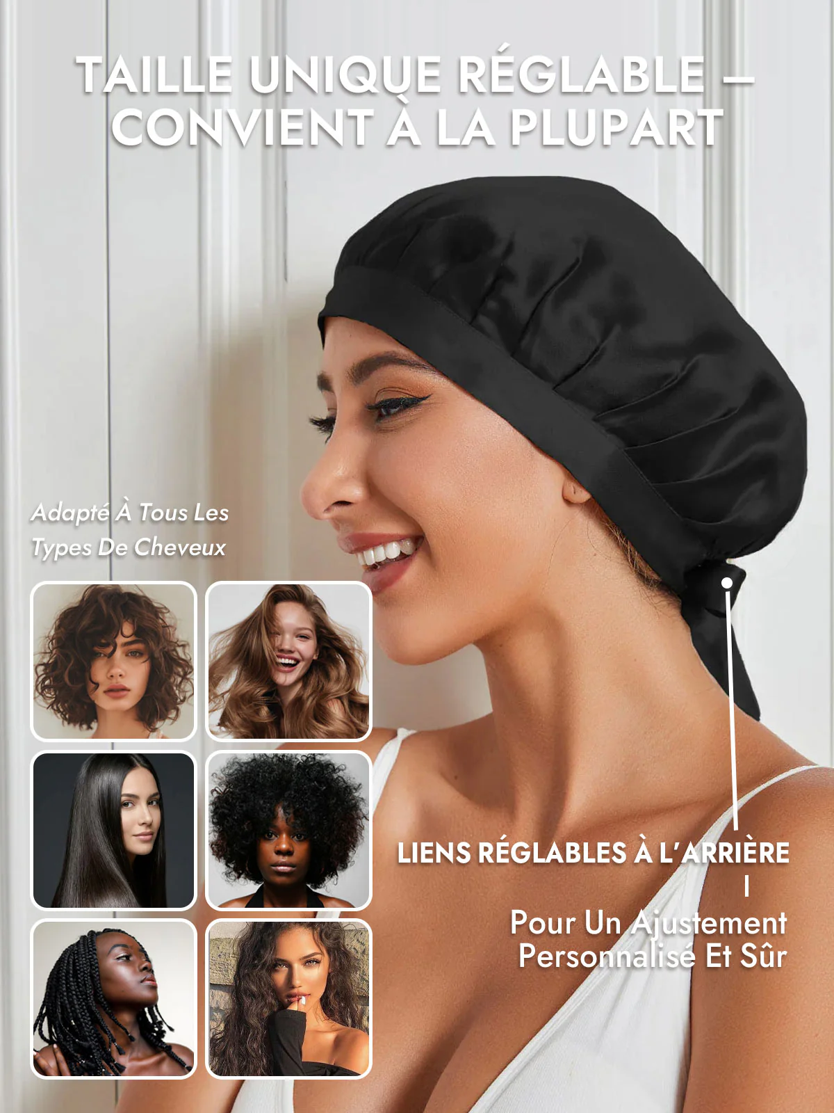 Bonnet de Nuit en 100% Soie de Mûrier avec Rubans - Image 12