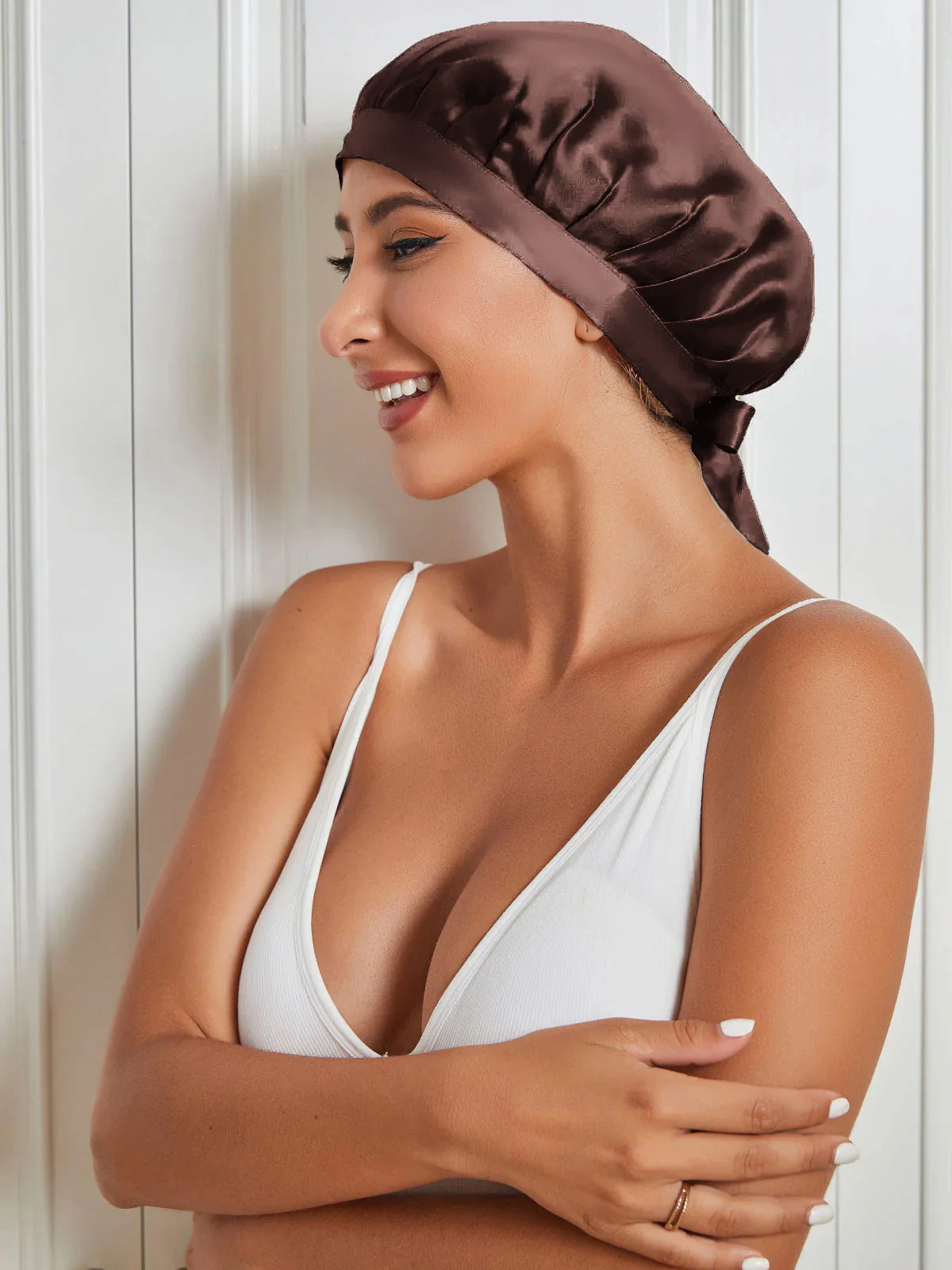 Bonnet de Nuit en 100% Soie de Mûrier avec Rubans - Image 13