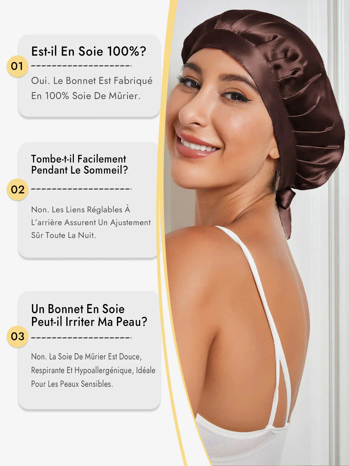 Bonnet de Nuit en 100% Soie de Mûrier avec Rubans - Image 17