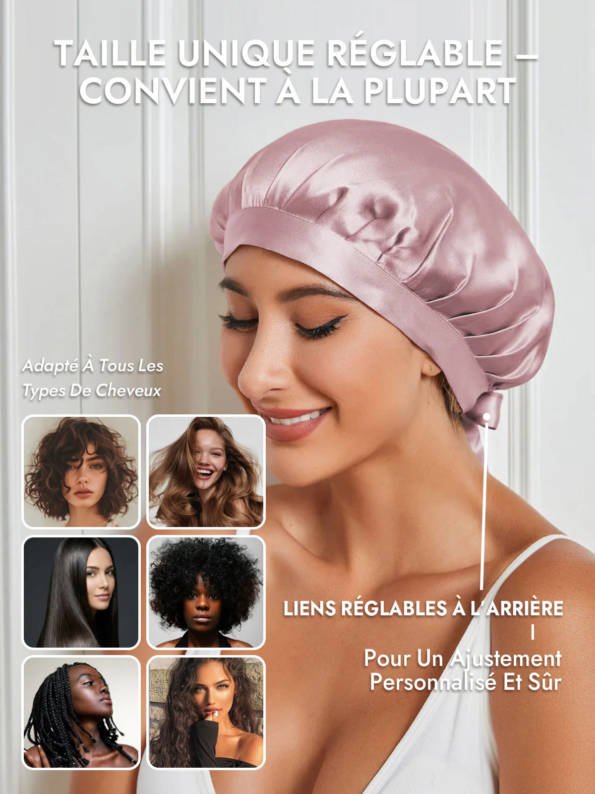 Bonnet de Nuit en 100% Soie de Mûrier avec Rubans - Image 24