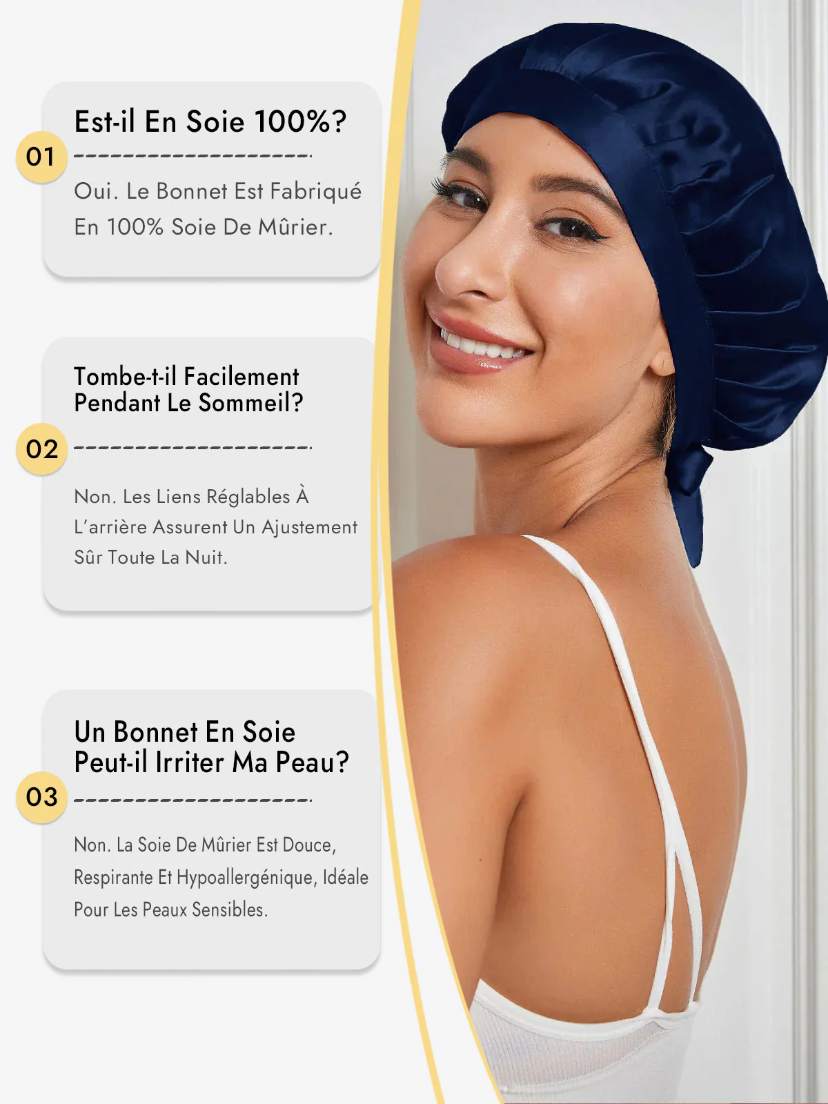 Bonnet de Nuit en 100% Soie de Mûrier avec Rubans - Image 29